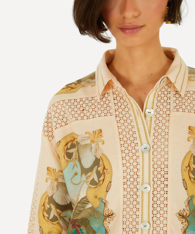 FARM RIO Sand Royal Sea Crochet Shirt outlook