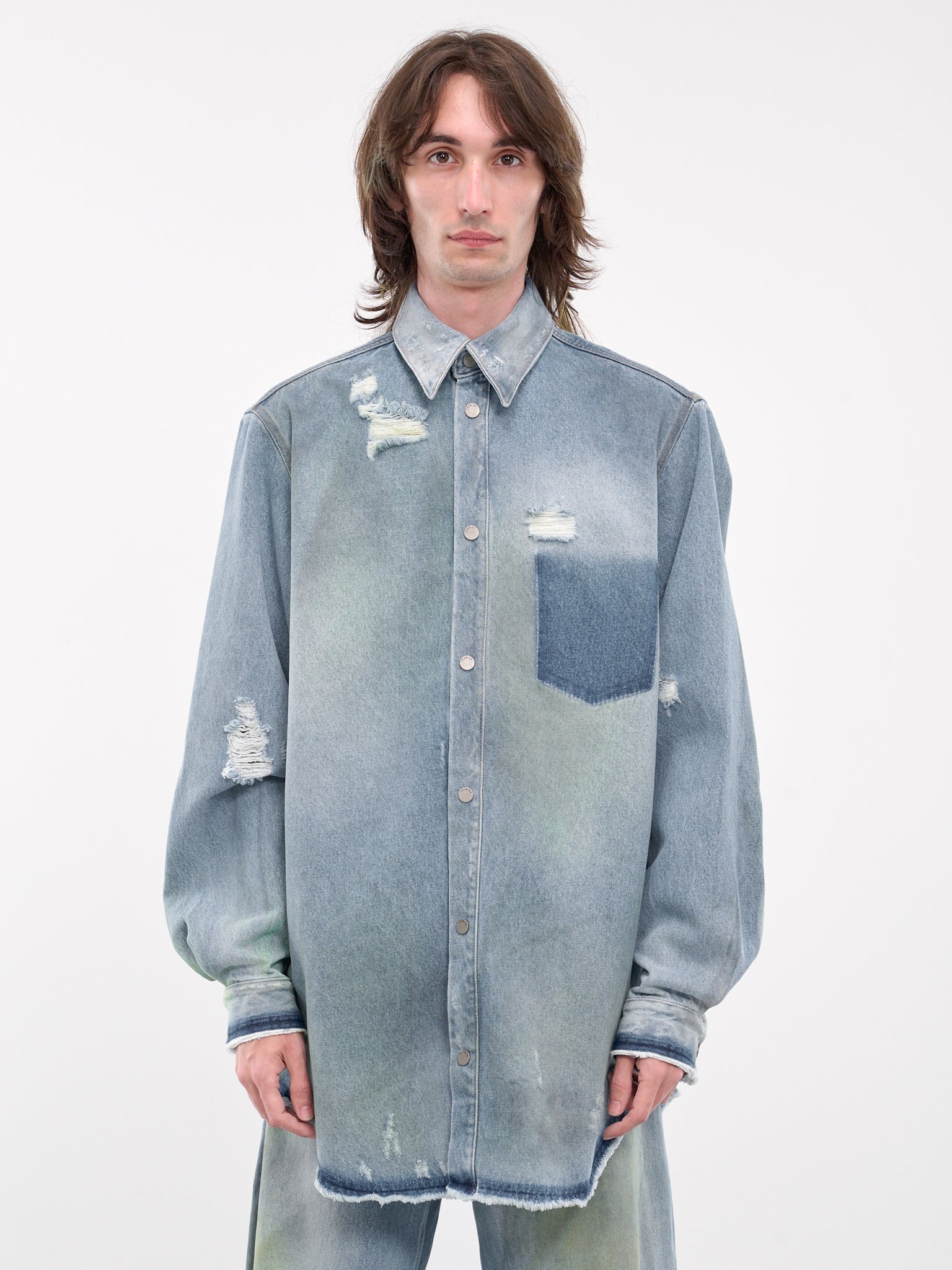 Distressed Denim Shirt - 1