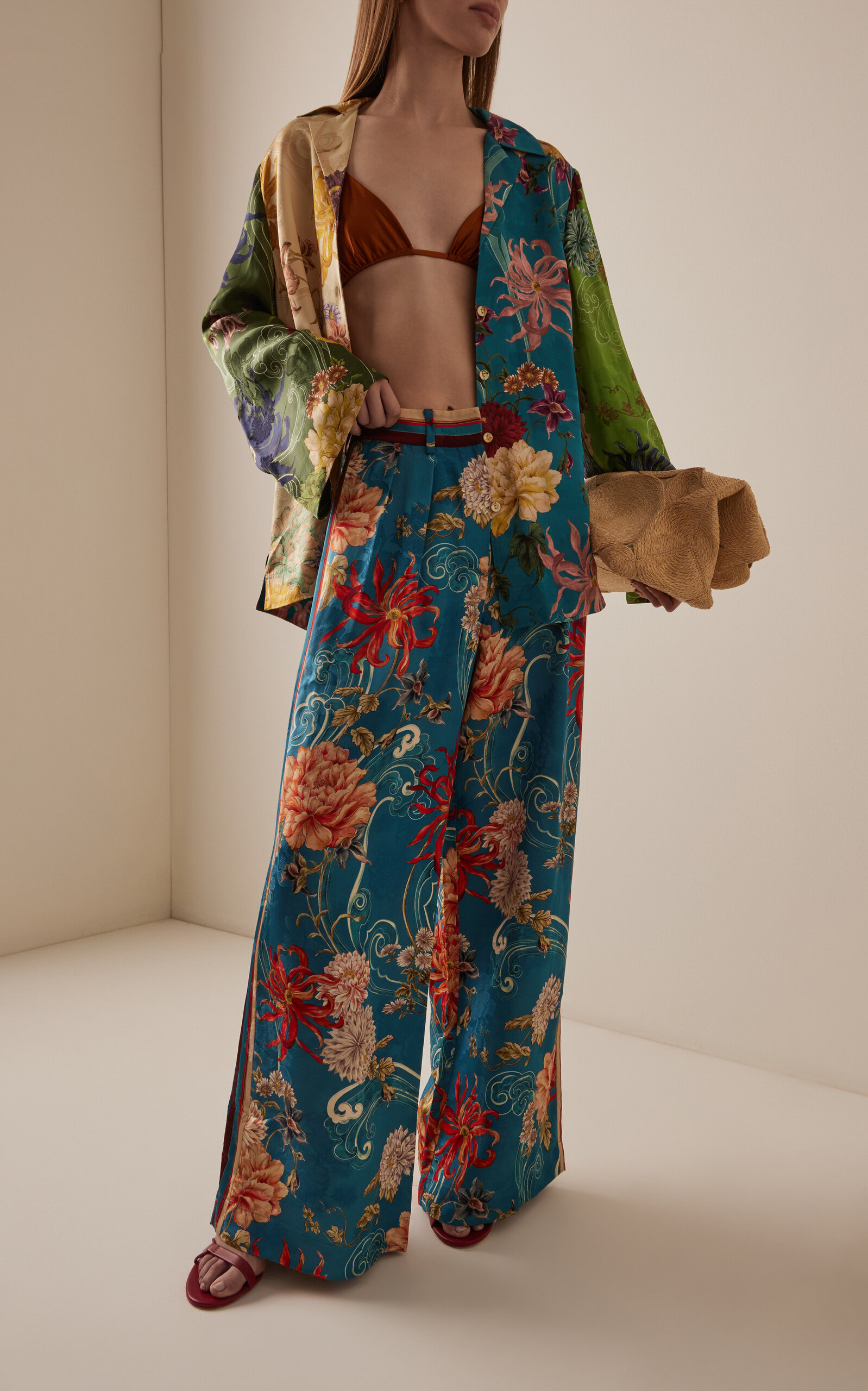 Fletcher Pleated Satin Wide-Leg Pants blue - 2