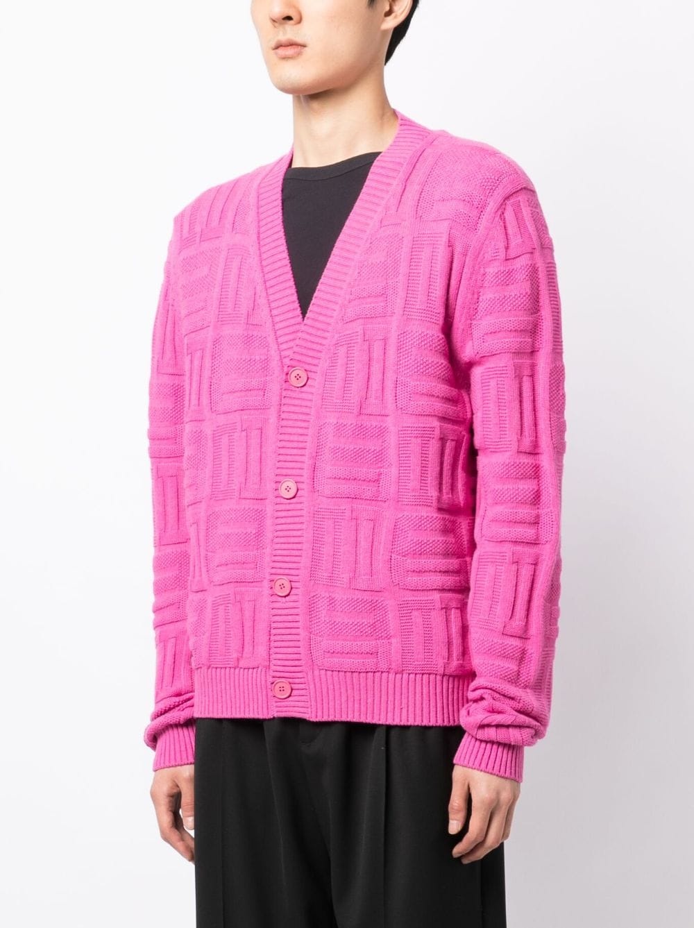 monogram-pattern knit cardigan - 3