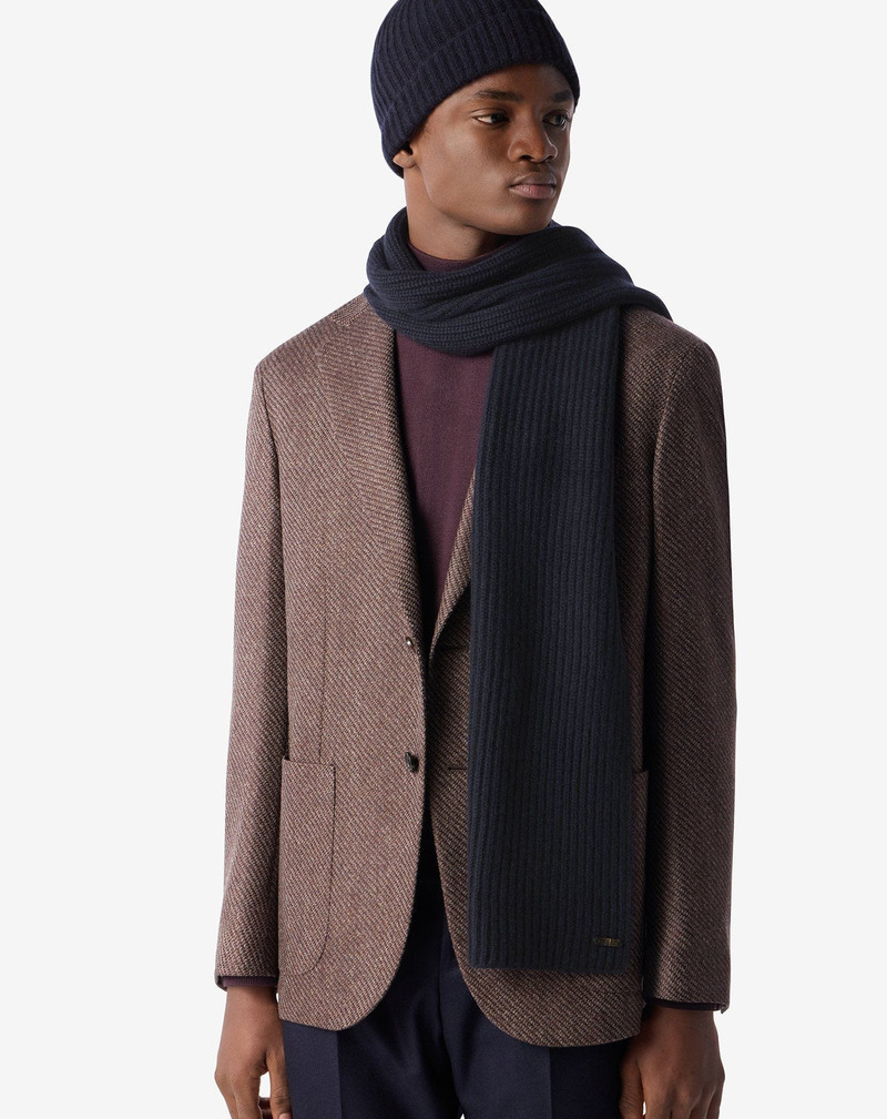 CORNELIANI Navy blue Sublime Cashmere scarf outlook