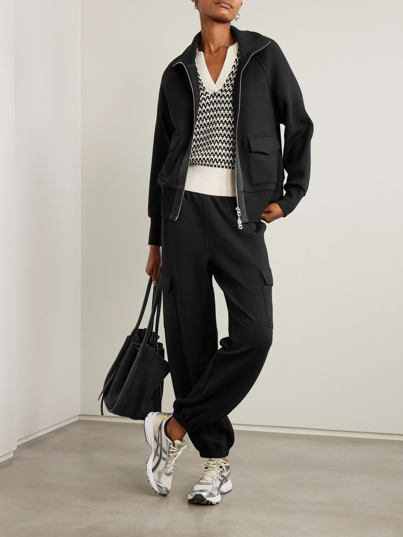 VARLEY Roxbury satin-trimmed DoubleSoft® zip-up sweatshirt Black outlook