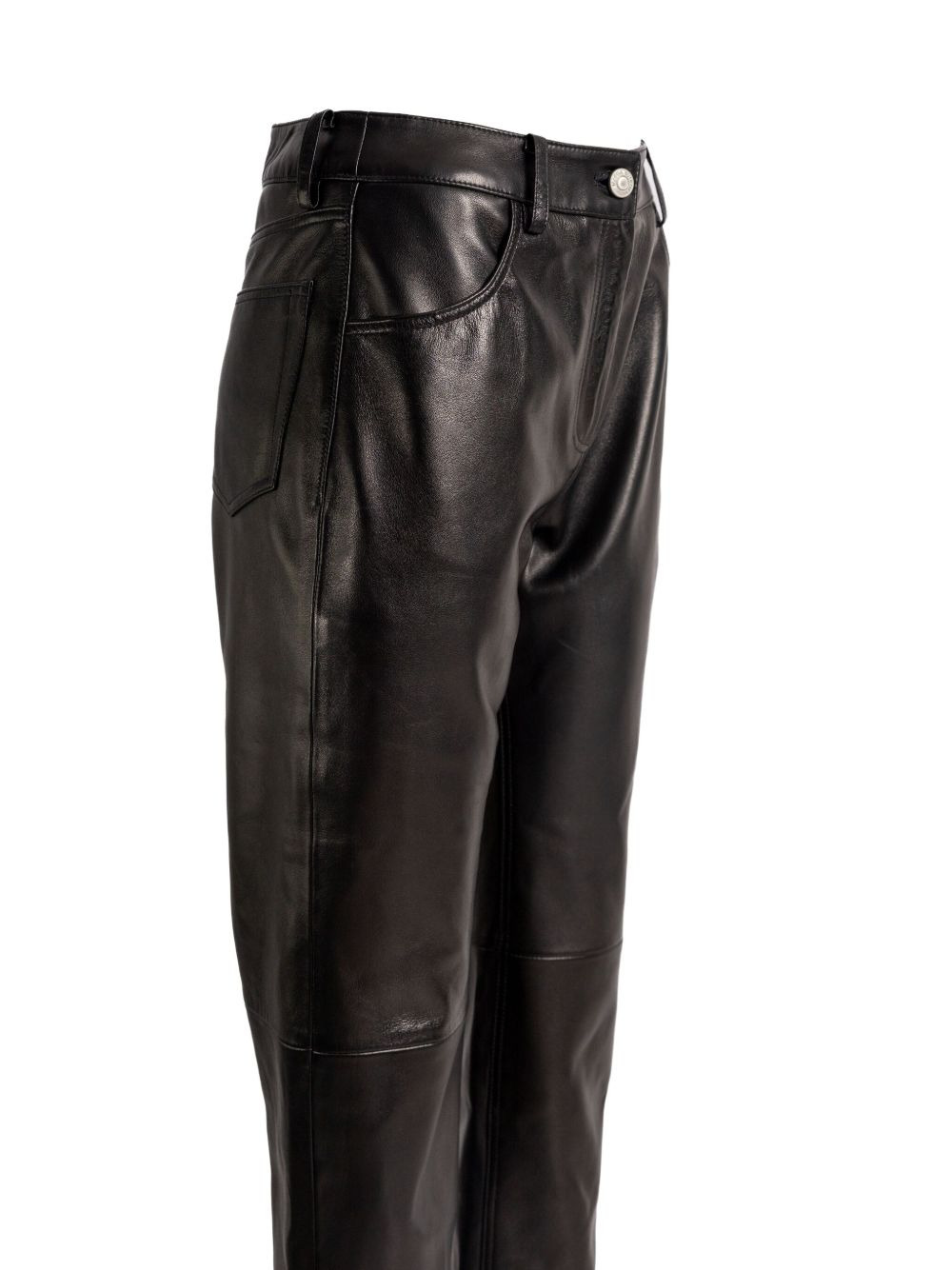 leather panel trousers - 3