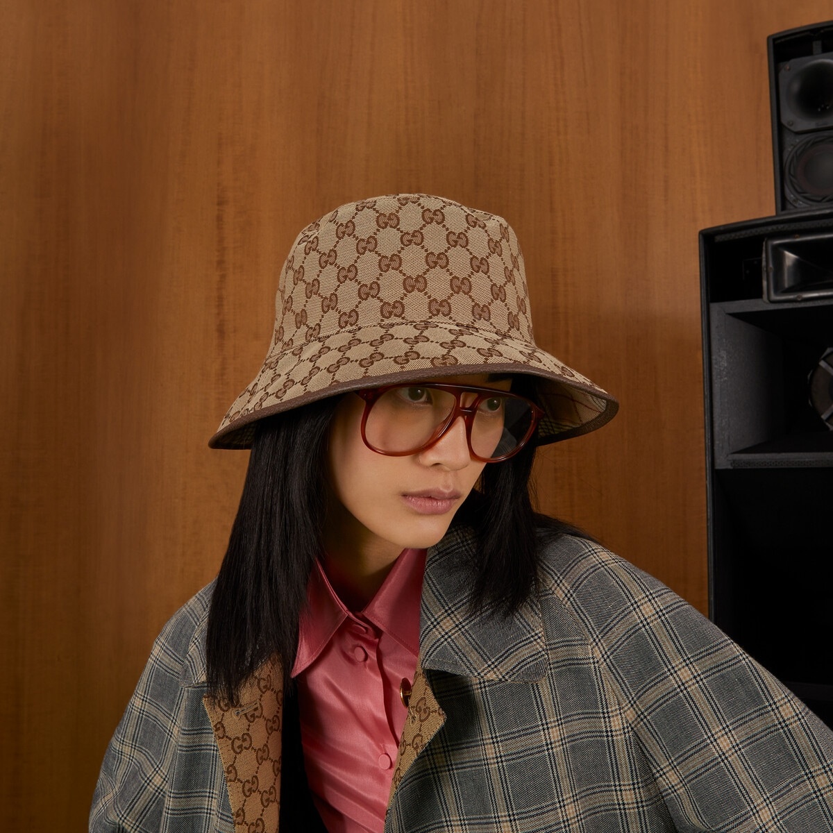 Reversible GG check bucket hat - 5