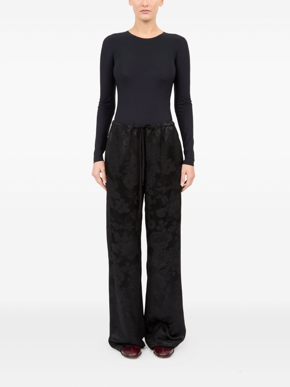 floral-jacquard trousers - 2