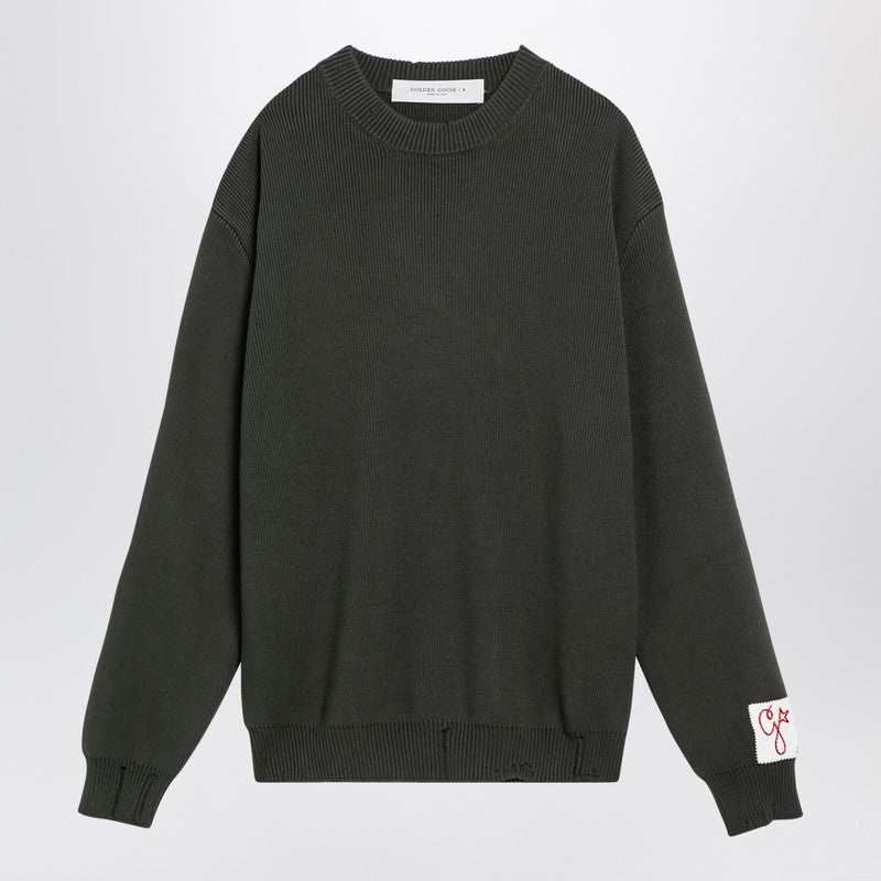 Golden Goose Military Green Cotton Crew-Neck Jumper Men - 1