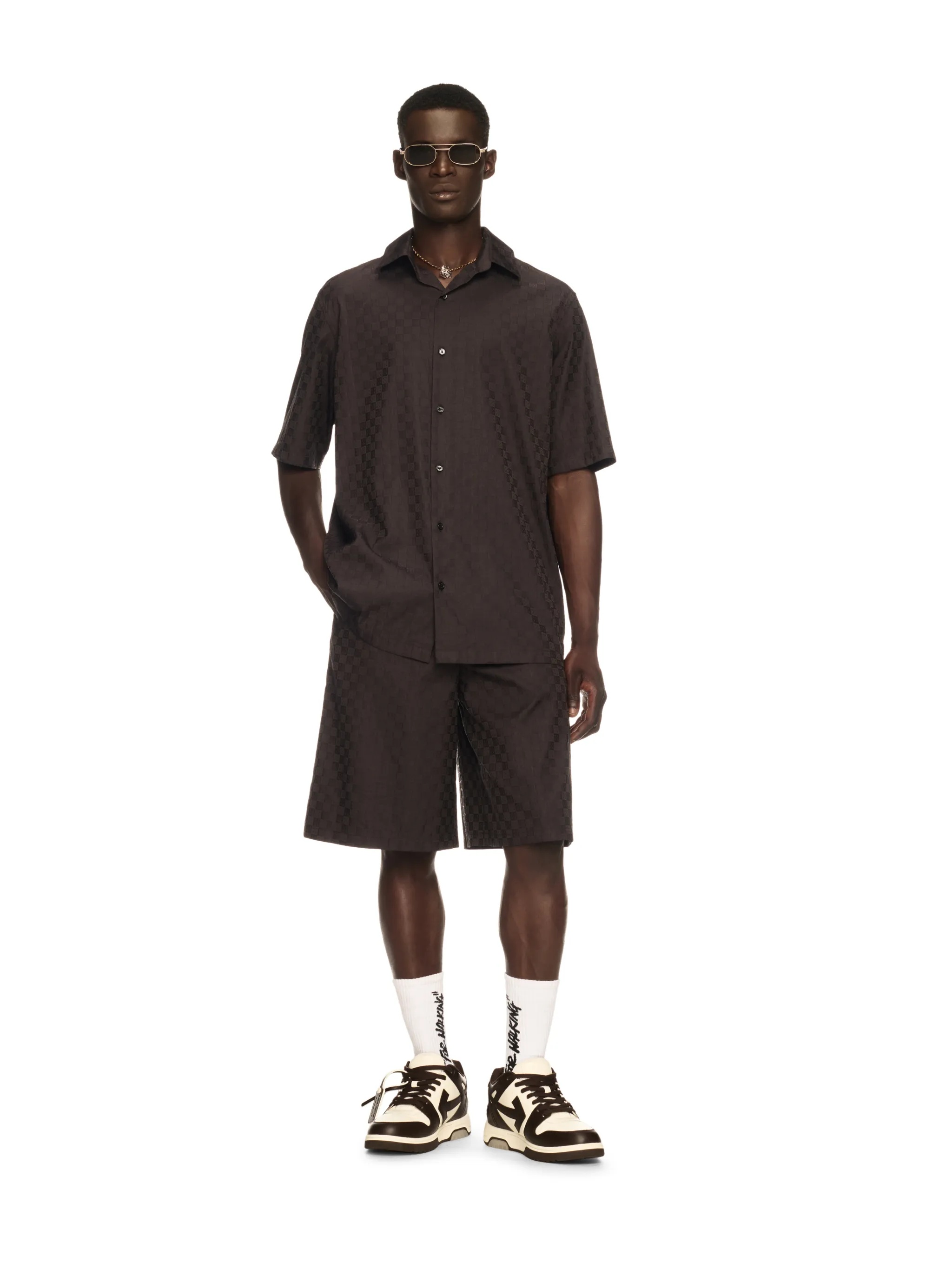 Chocolate Jacquard Check Bowling Shorts - 2