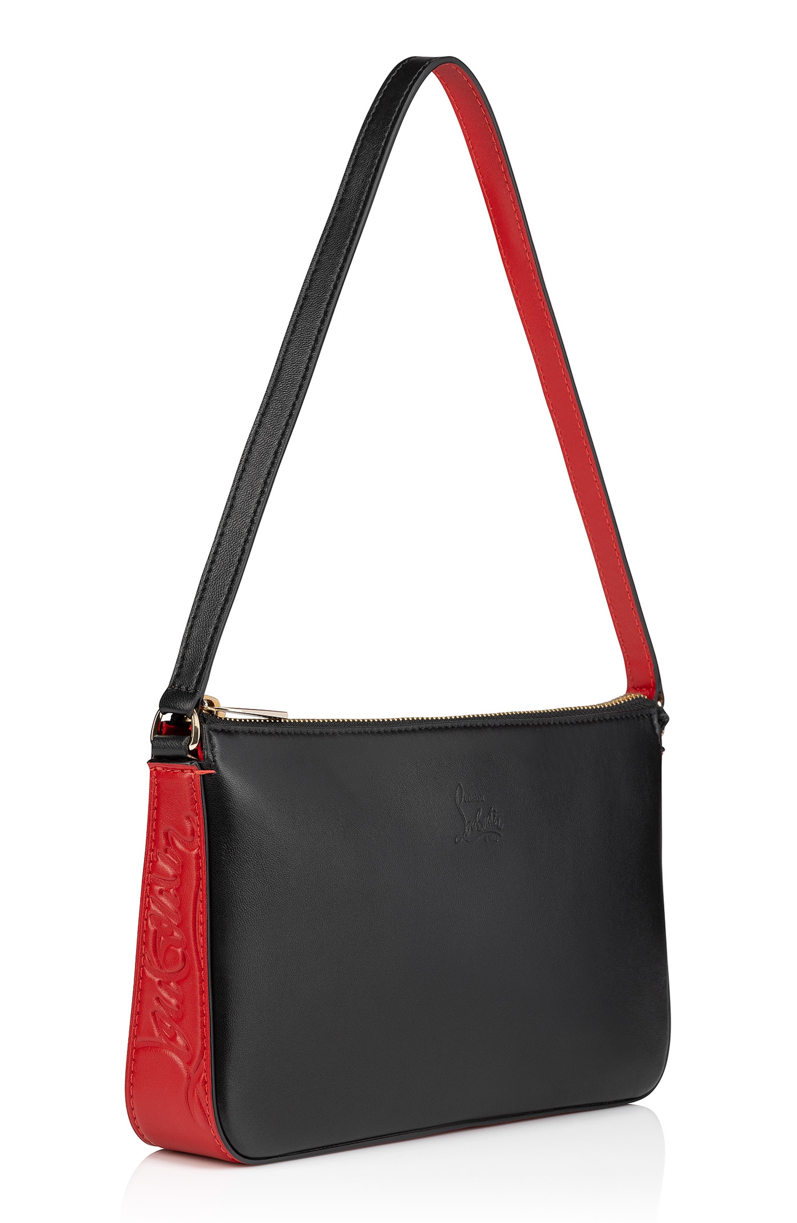 Christian Louboutin Loubila Leather Shoulder Bag in Black/Red at Nordstrom - 3