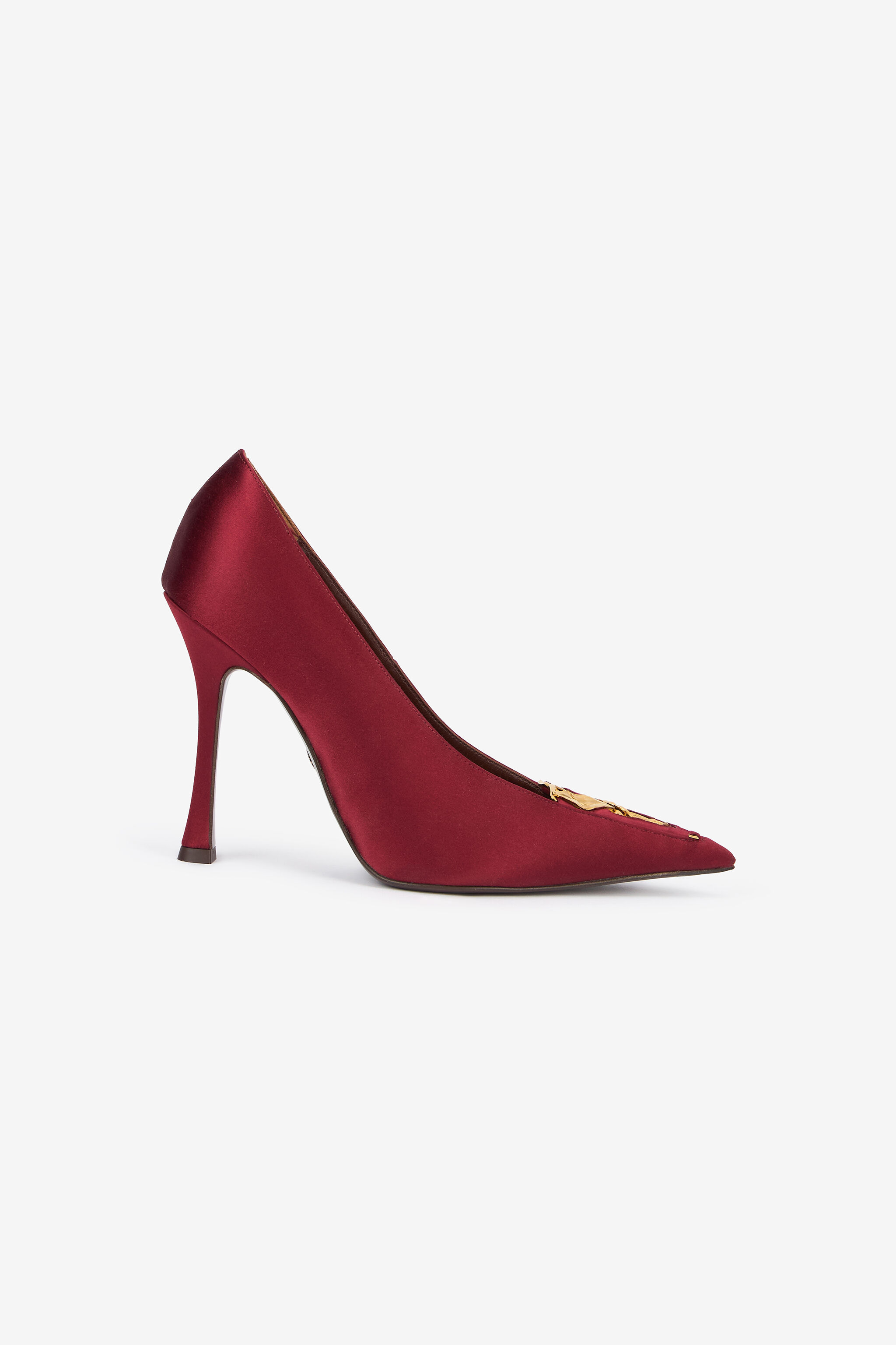 Burgundy Pumps With Leaf Insert - 1