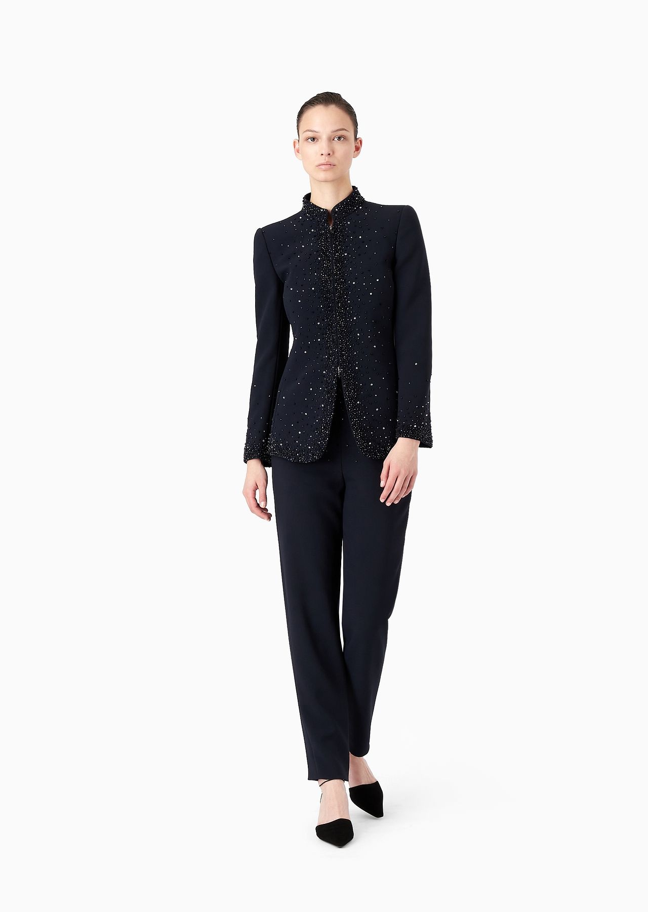 Crystal-embroidered stretch cady jacket - 4