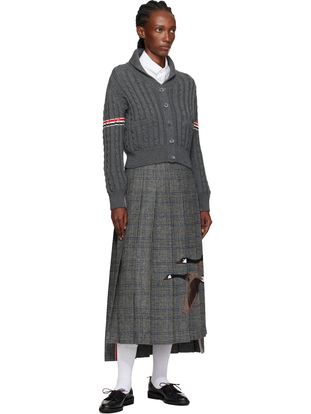 Gray Classic Pleated Maxi Skirt - 4