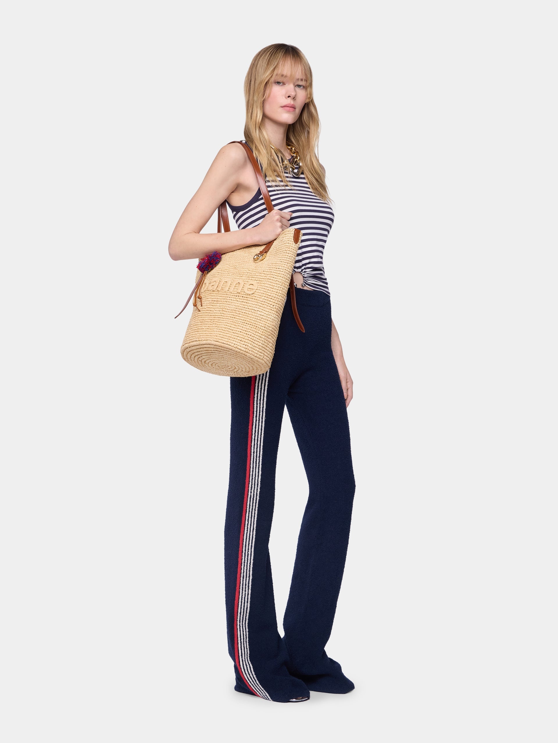 NATURAL RAFFIA TOTE BAG WITH CHARMS - 3