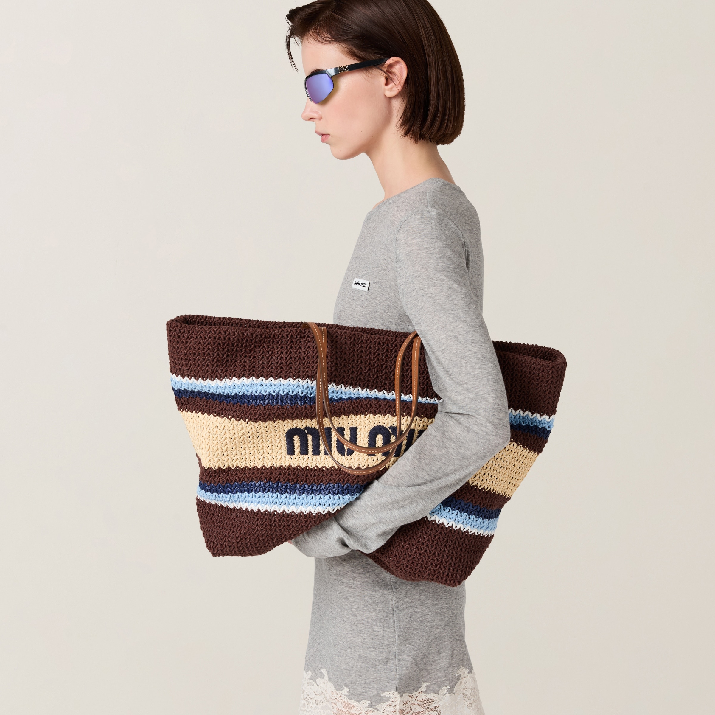Raffia-effect woven tote bag - 5