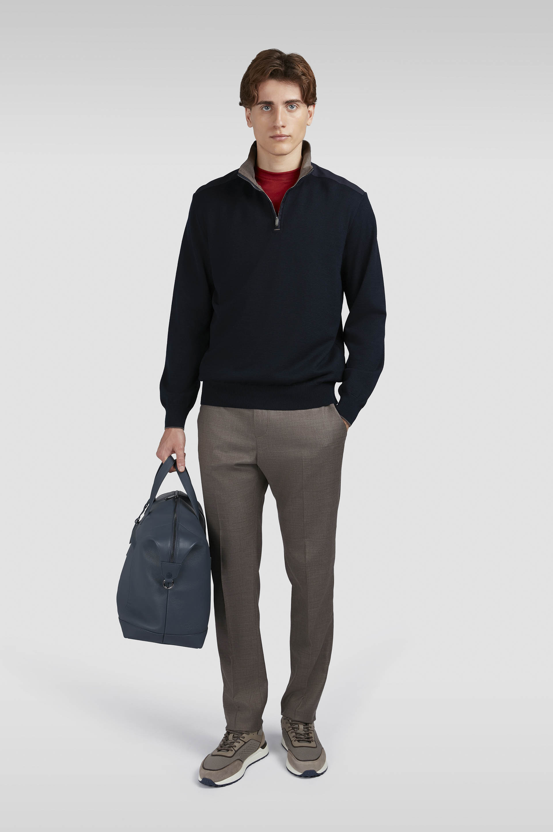 RIVIERA METAL SHARK FIN MERINO EXTRAFINE HALF ZIP SWEATER - 2