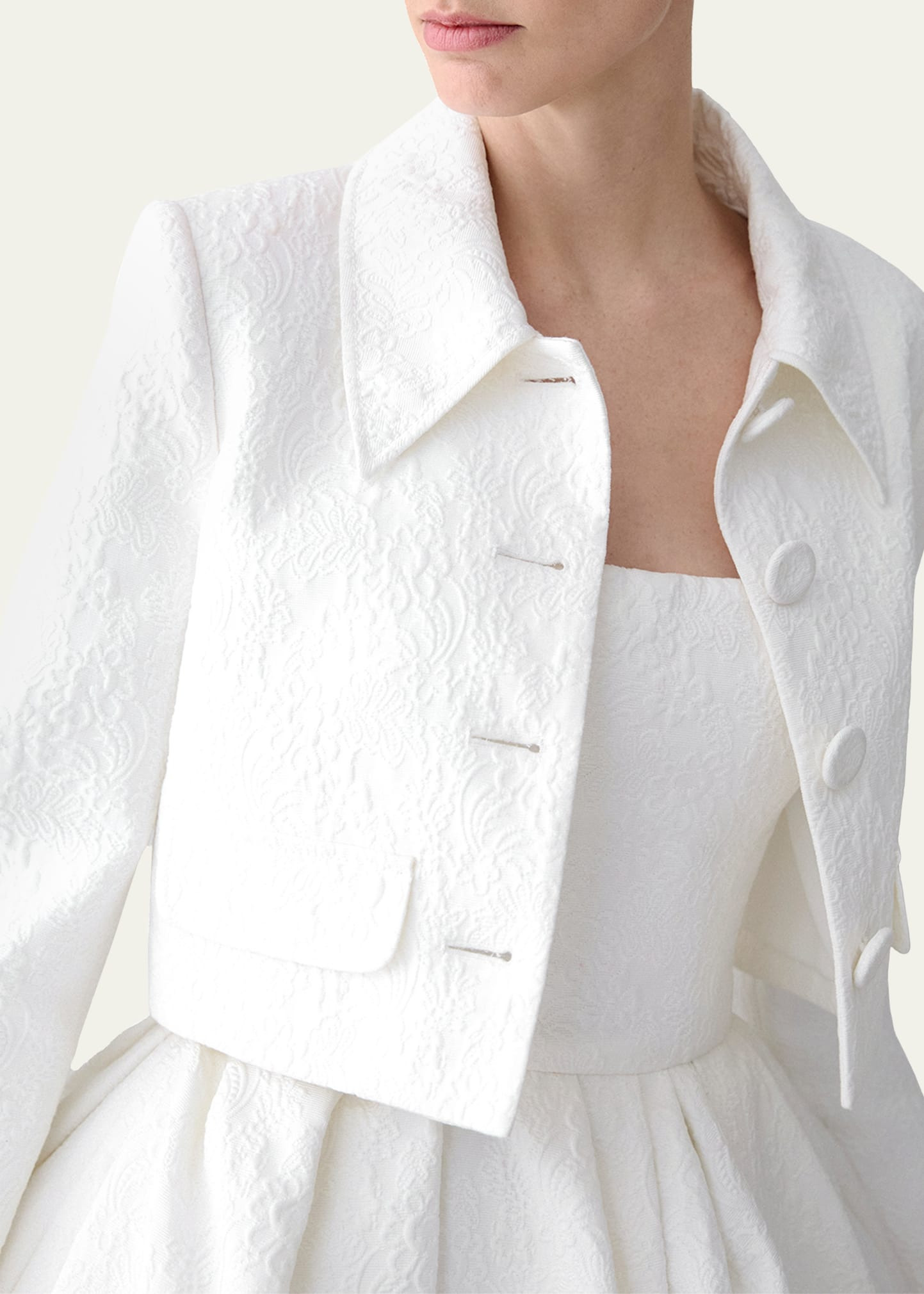 Floral Brocade Crop Jacket - 4