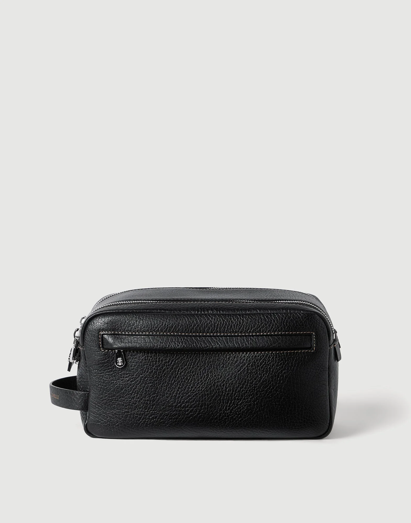 Grained calfskin beauty case with double zipper - 1