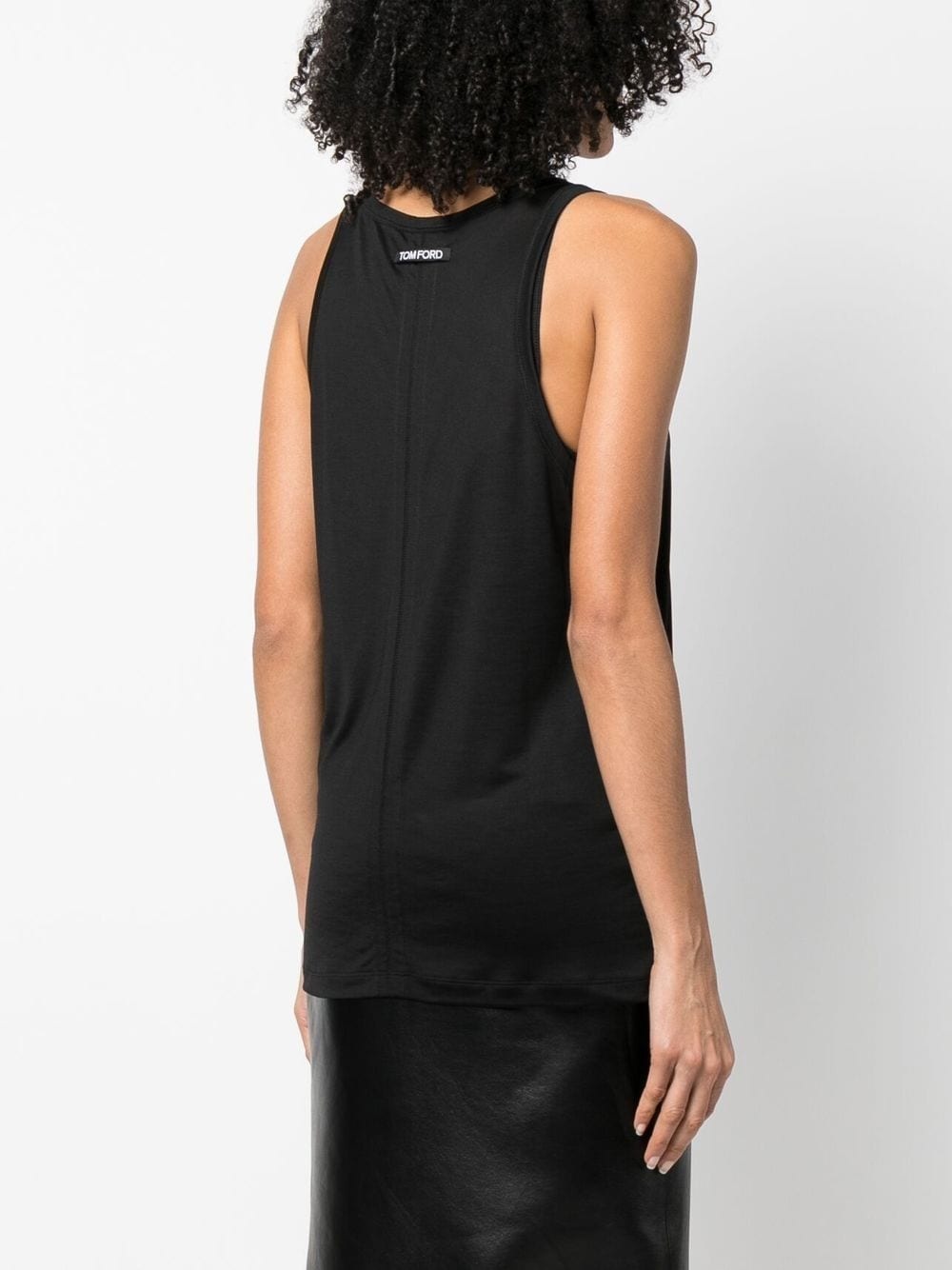 logo-patch silk tank top - 4