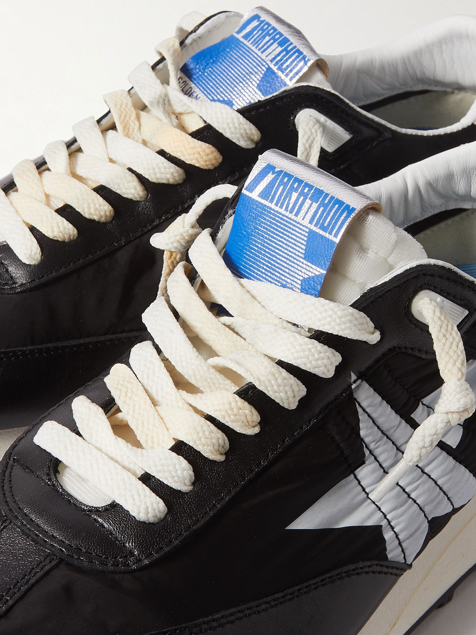 Marathon Leather-Trimmed Nylon Sneakers Black - 6