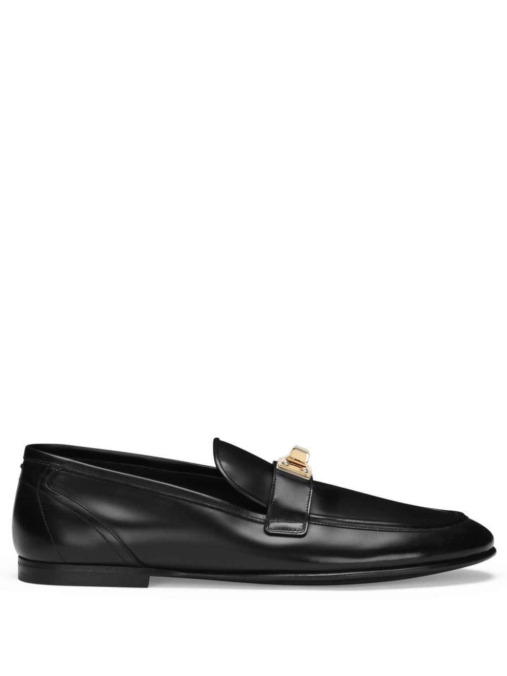 logo-plaque leather loafers - 1