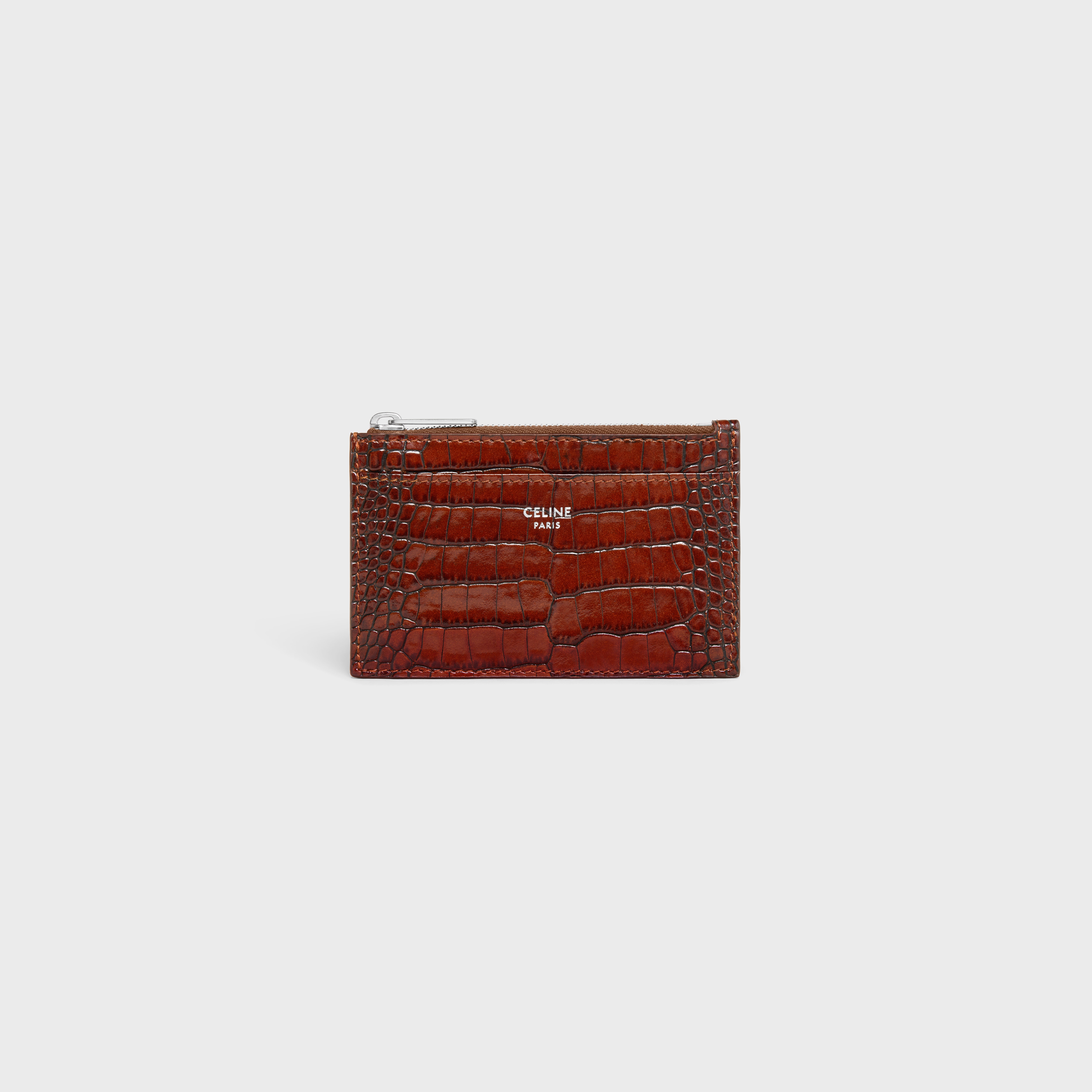 Zipped Card Holder in CROCODILE EMBOSSED CALFSKIN - 1