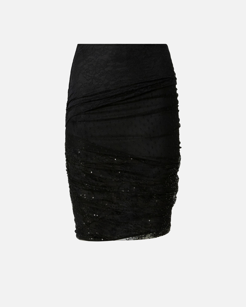 PATCHWORK-EFFECT LACE PENCIL SKIRT 1
