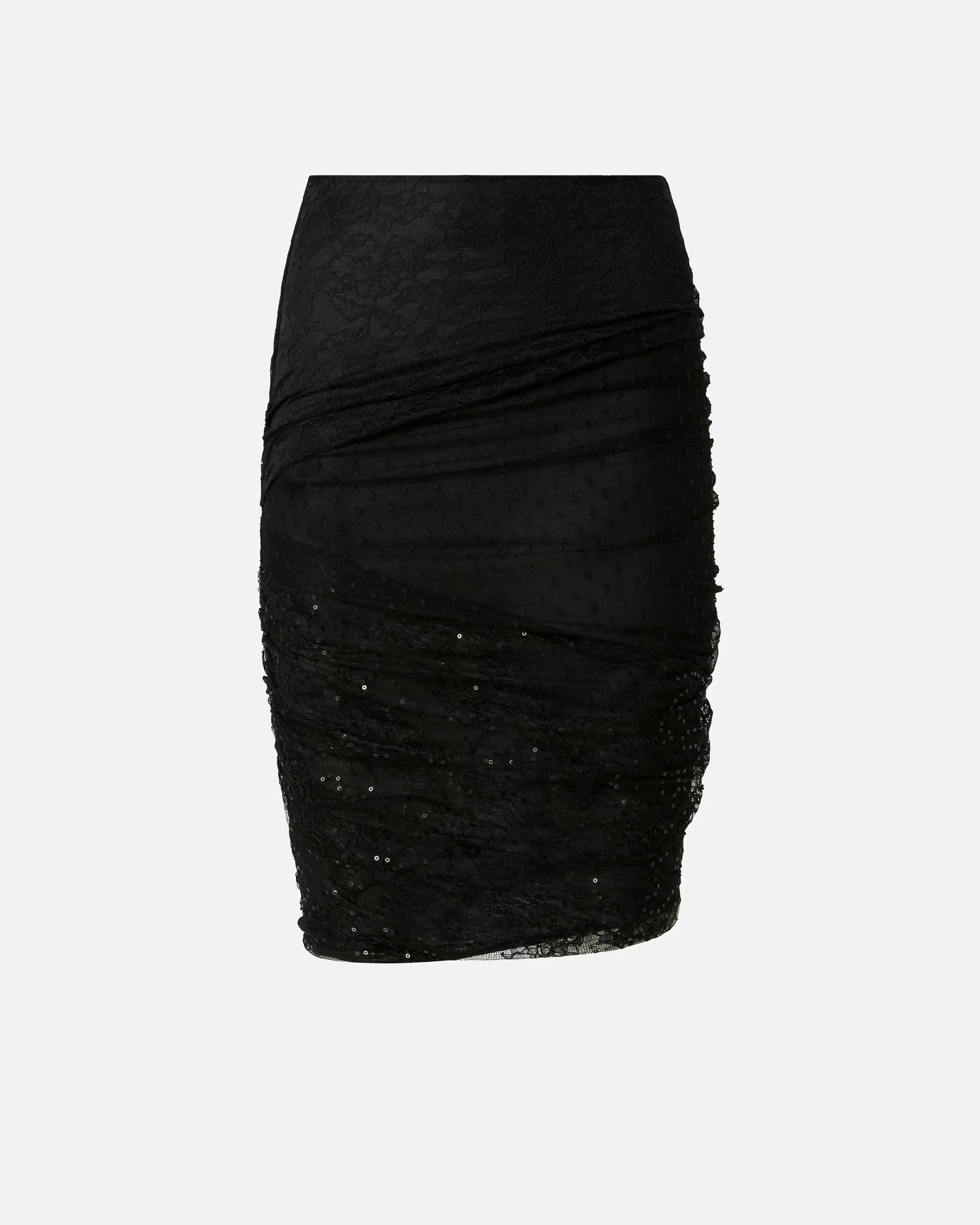 PATCHWORK-EFFECT LACE PENCIL SKIRT - 1