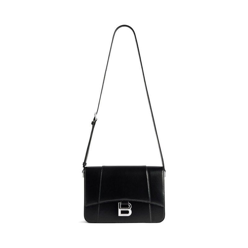Women's Hourglass Medium Flap Bag in Black 1