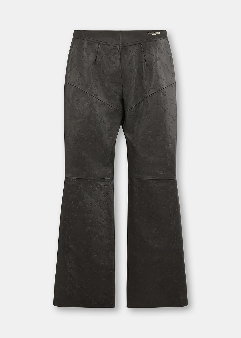 Black Leather Wide Leg Trousers - 2