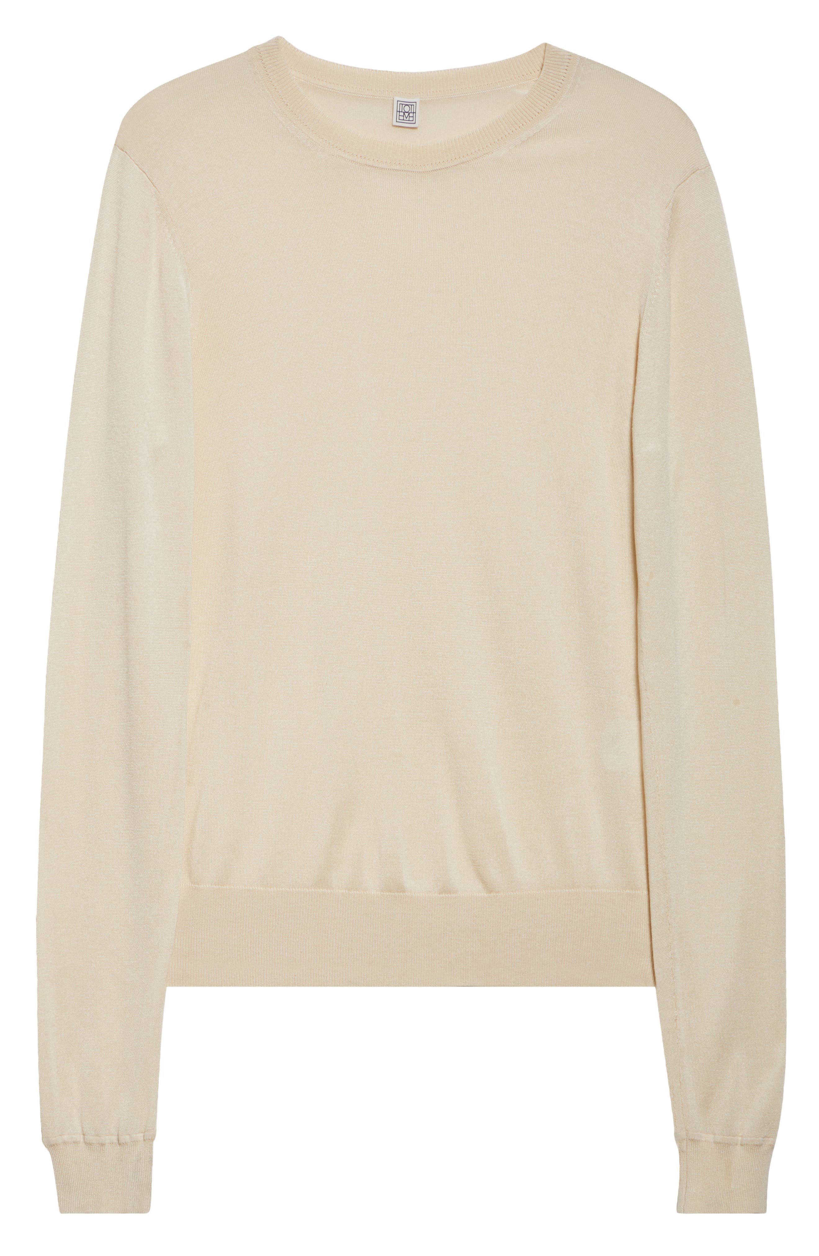 TOTEME Fine Silk & Cupro Crewneck Sweater in Ecru at Nordstrom - 6