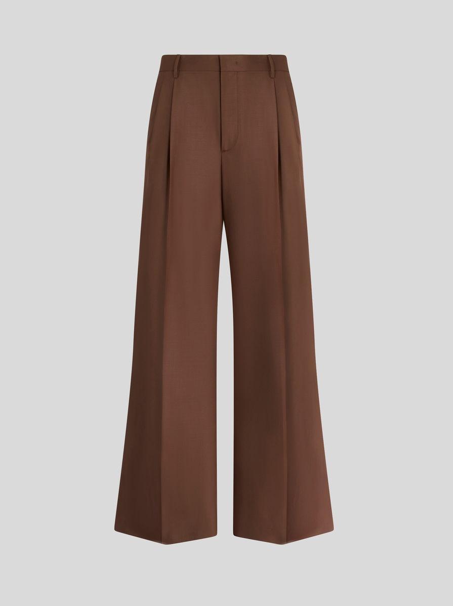 STRETCH WOOL TROUSERS WITH PLEATS - 1