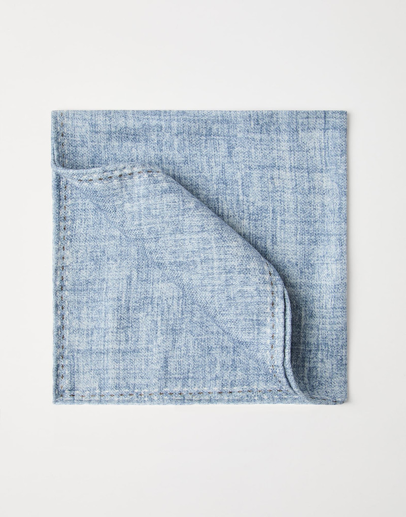 Silk pocket square with printed logo 1