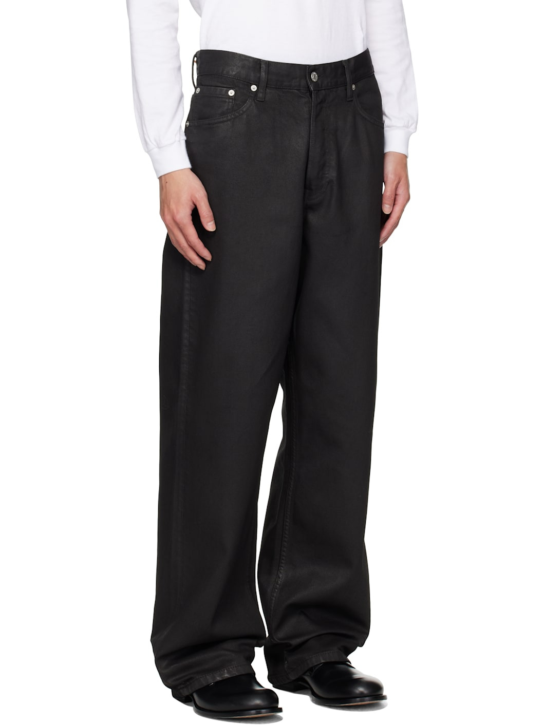 Black Coated Loose-Fit Jeans - 2