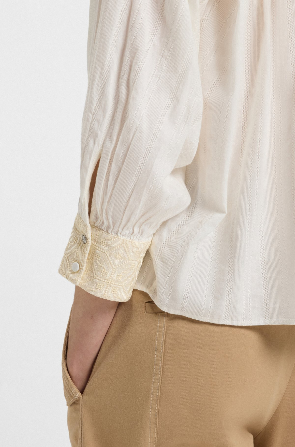 REGULAR-FIT BLOUSE IN DOBBY COTTON VOILE - 6