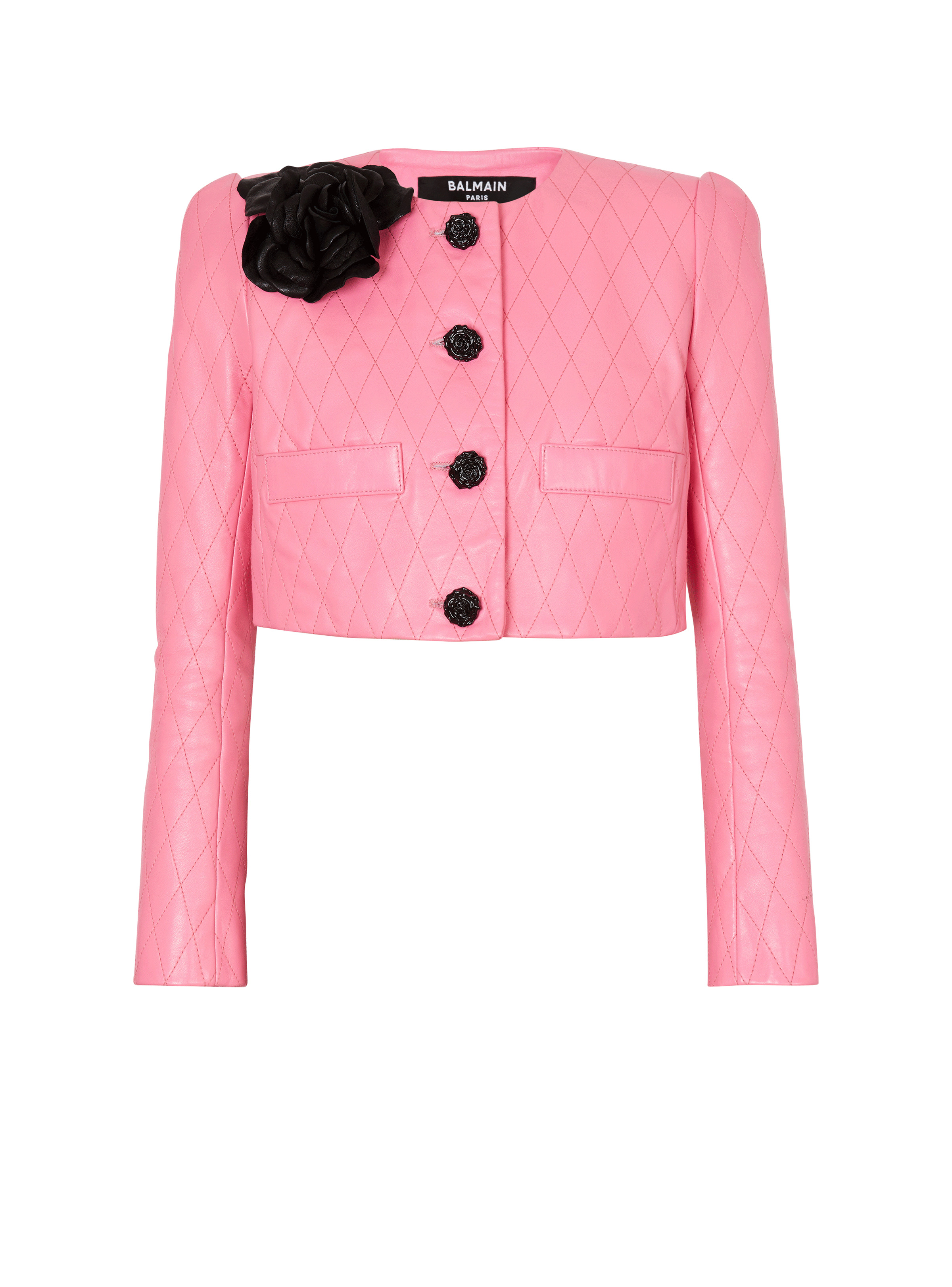 Quilted cropped leather jacket - 1