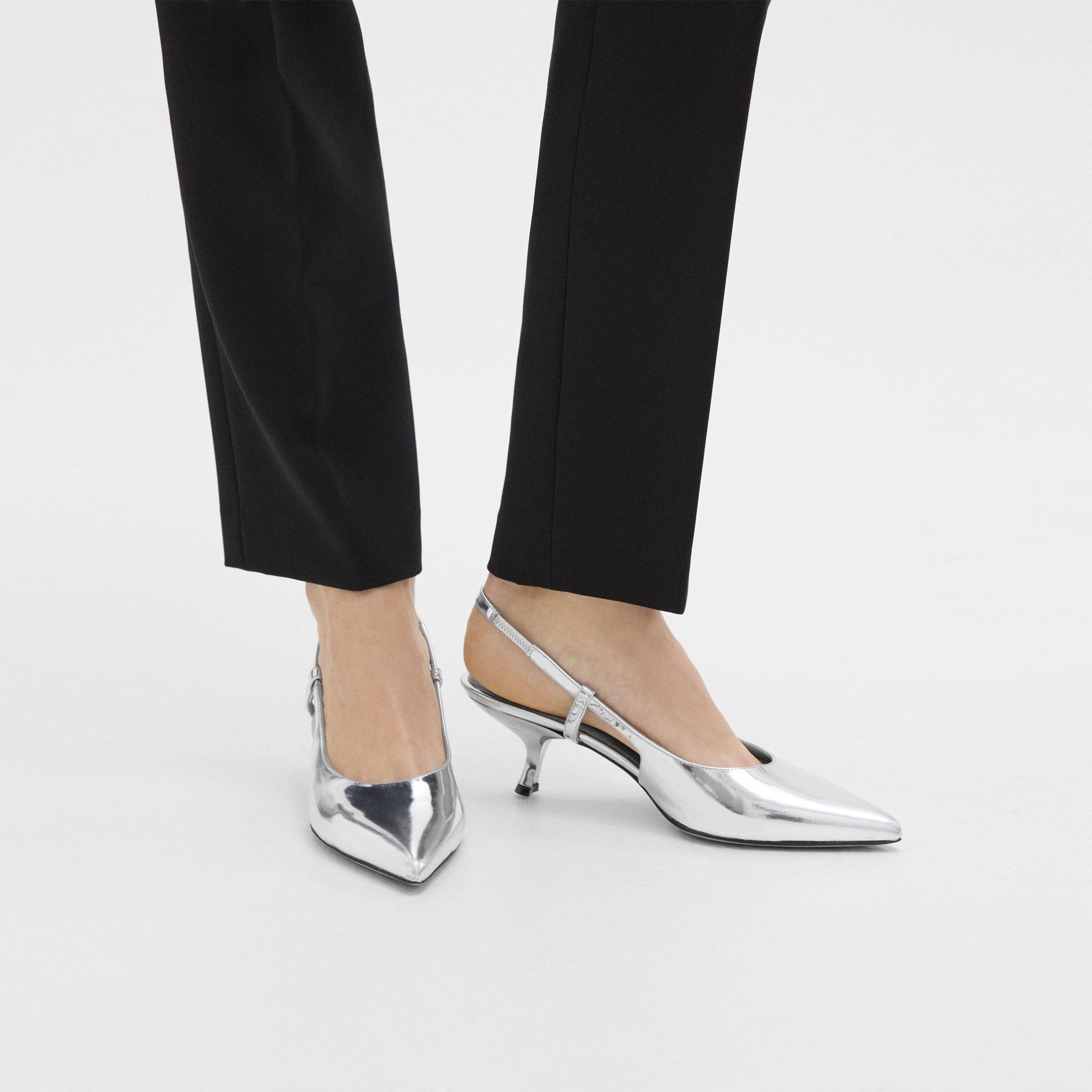 Micro Slingback Pump in Metallic Leather - 2