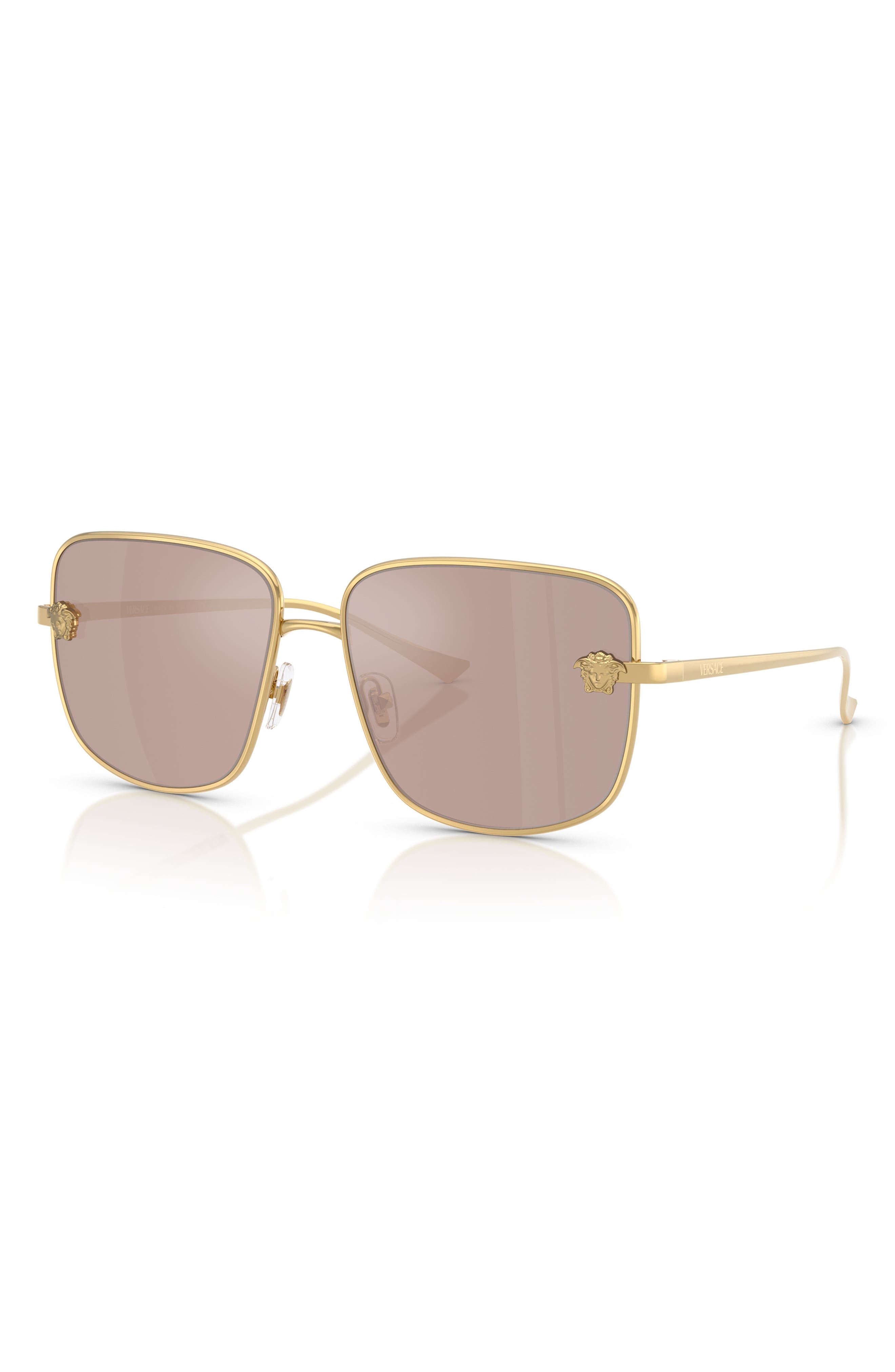 Versace 59mm Mirrored Square Sunglasses in Gold/Light Pink Mirror Silver at Nordstrom - 2
