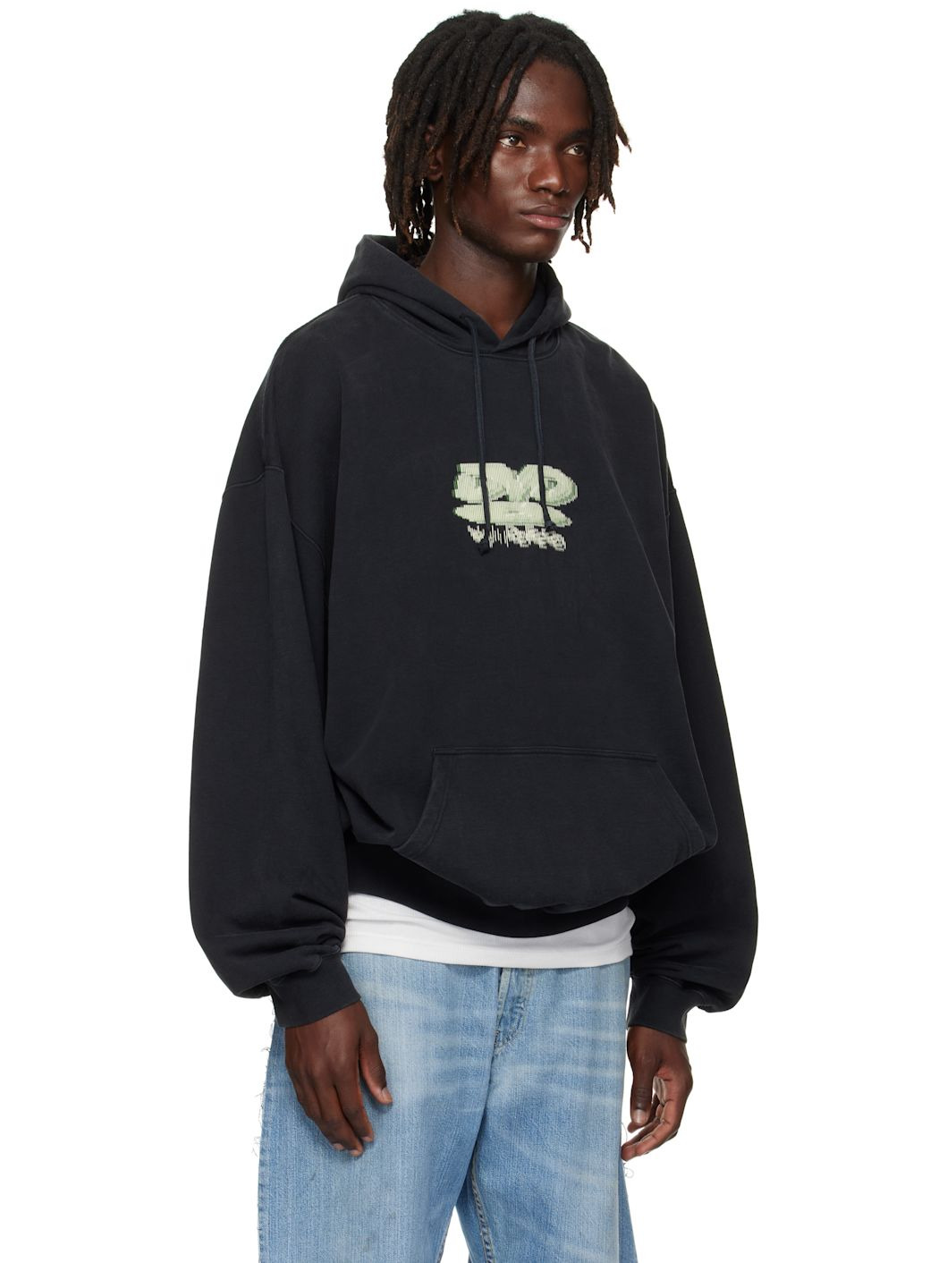 Black 'DVD' Oversized Hoodie - 2