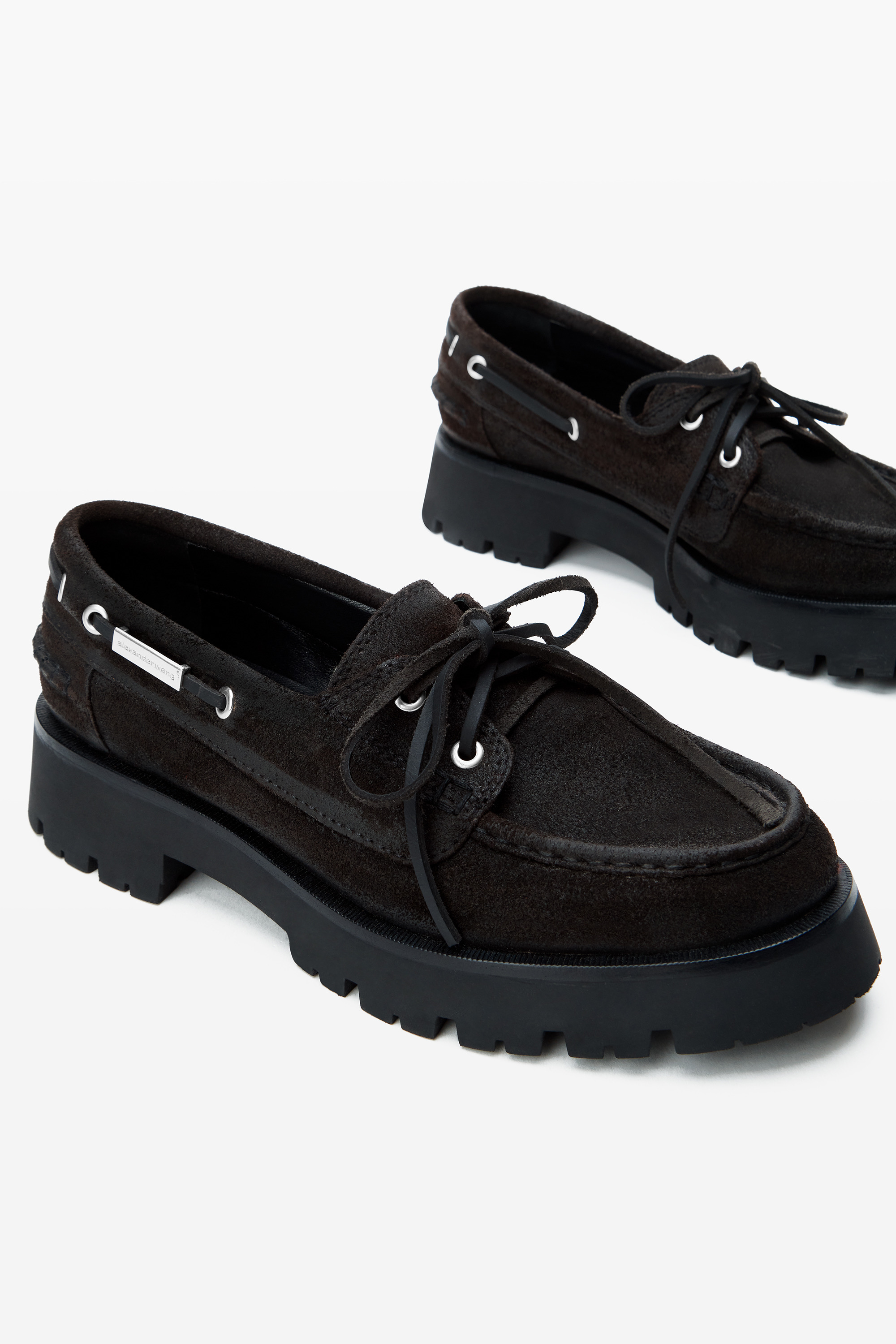 brown waxed suede carson boat loafers - 2