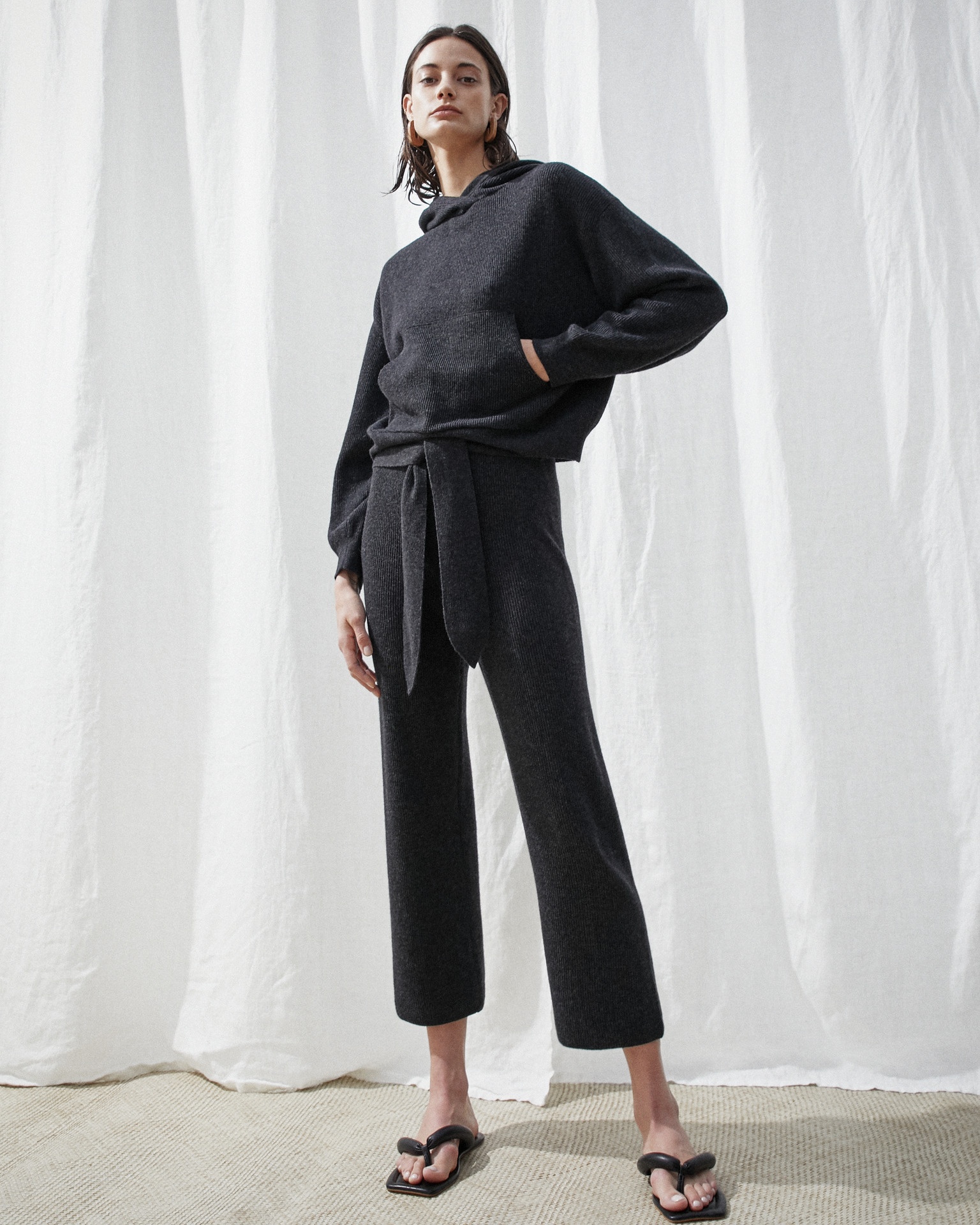 MOG - Cashmere blend knit hoodie - Charcoal - 4