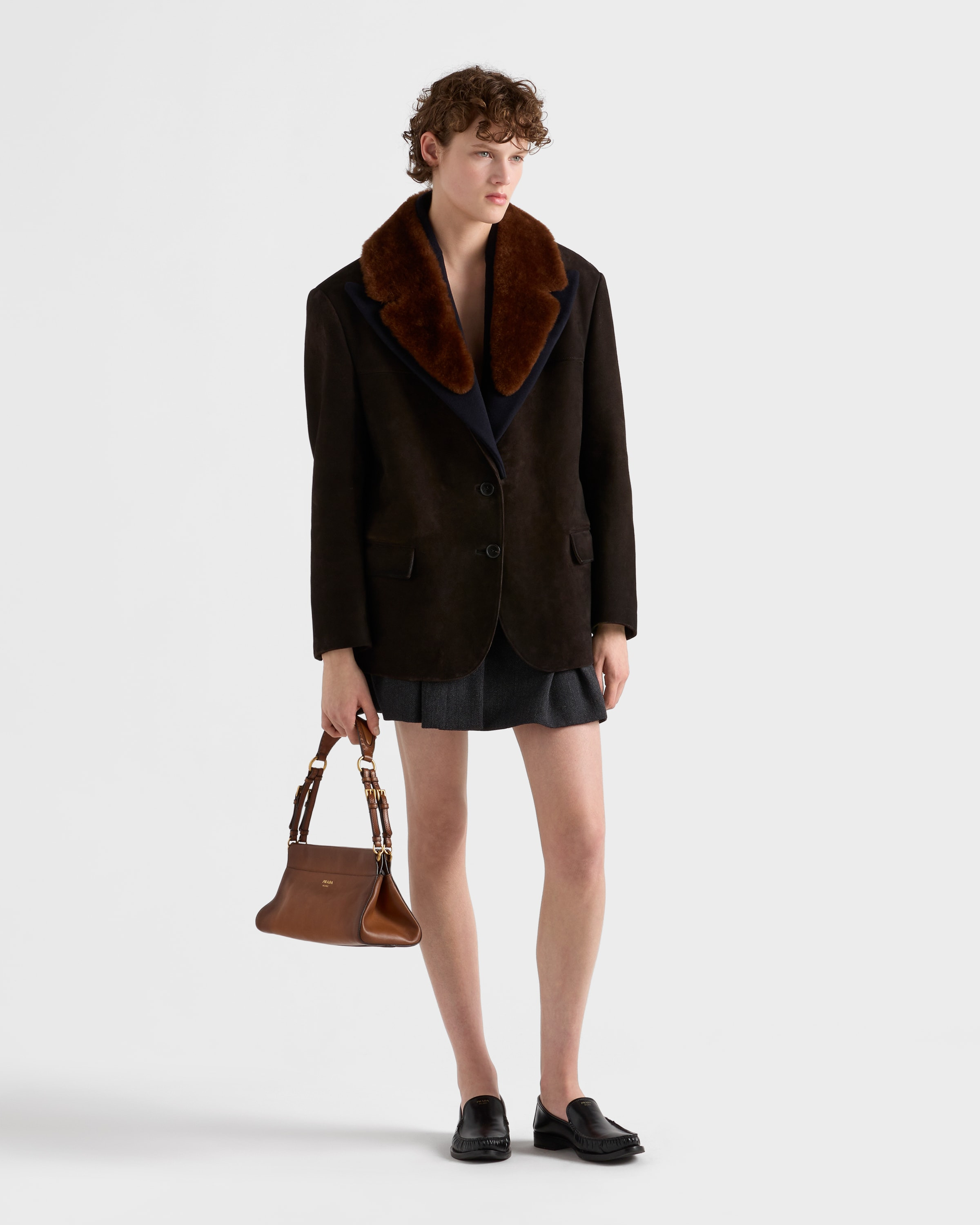 Suede and shearling caban jacket - 2