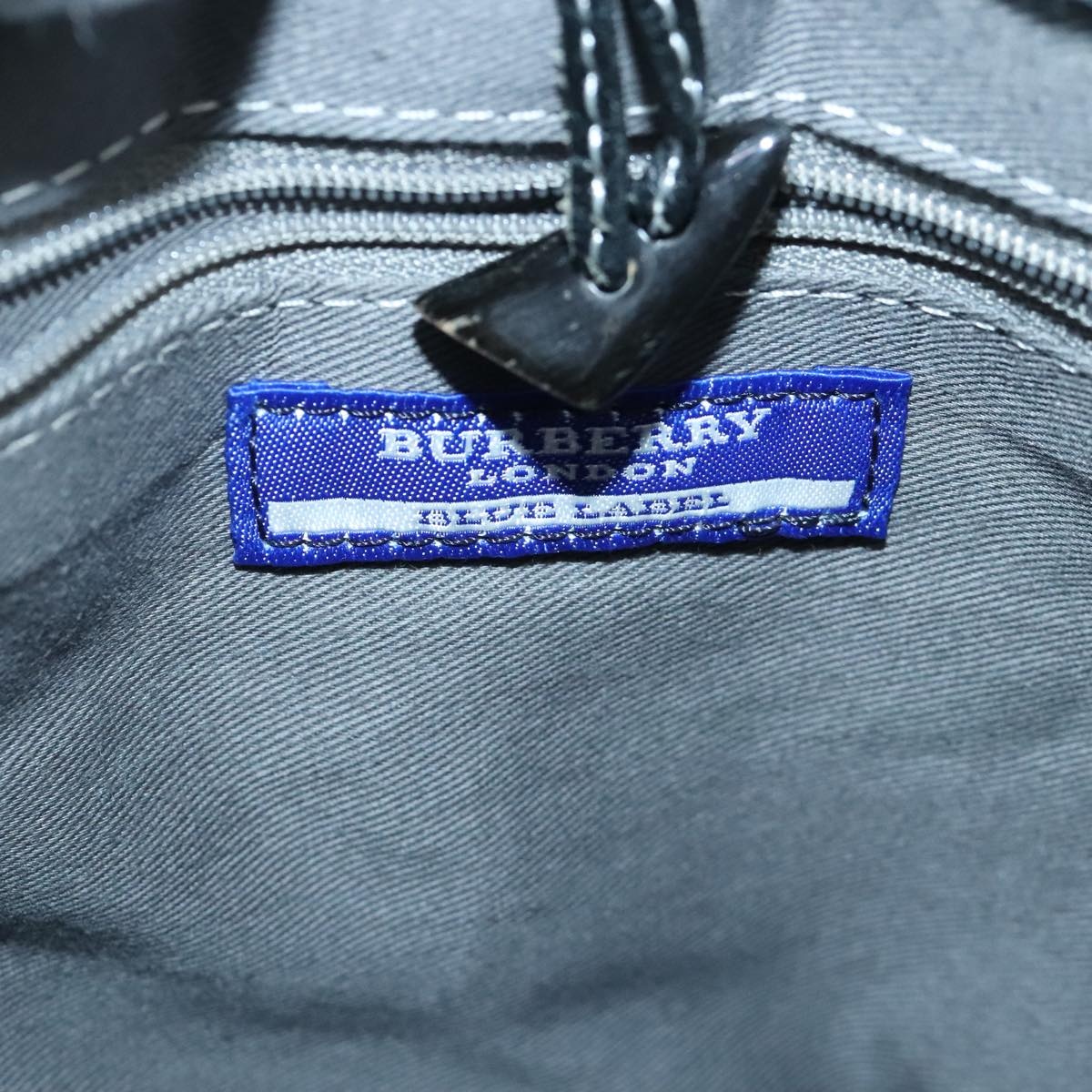 Burberry Nova Check Scarf Style Blue Label Hand Bag Wool Gray Silver - 14