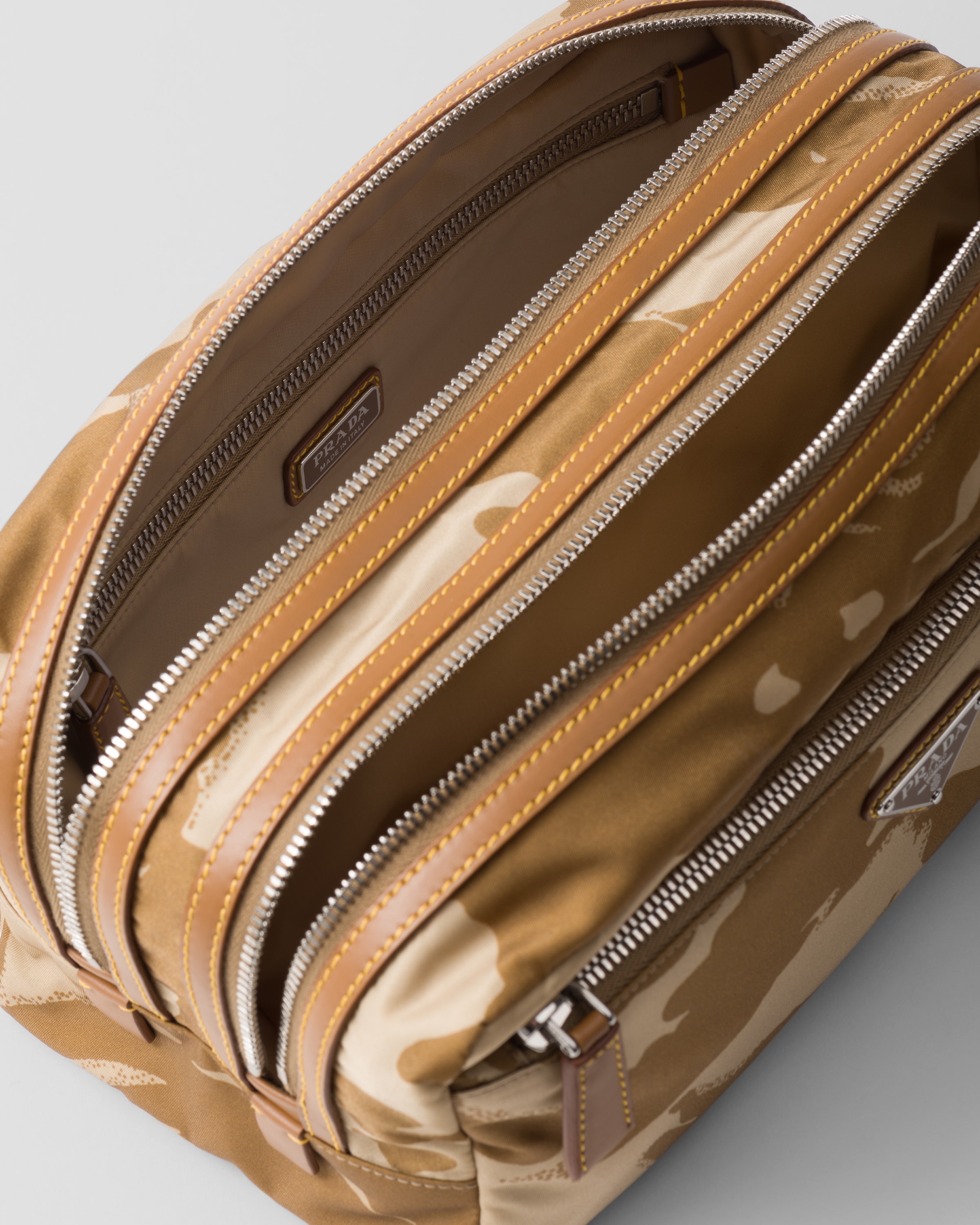 Printed Re-Nylon and leather pouch - 4