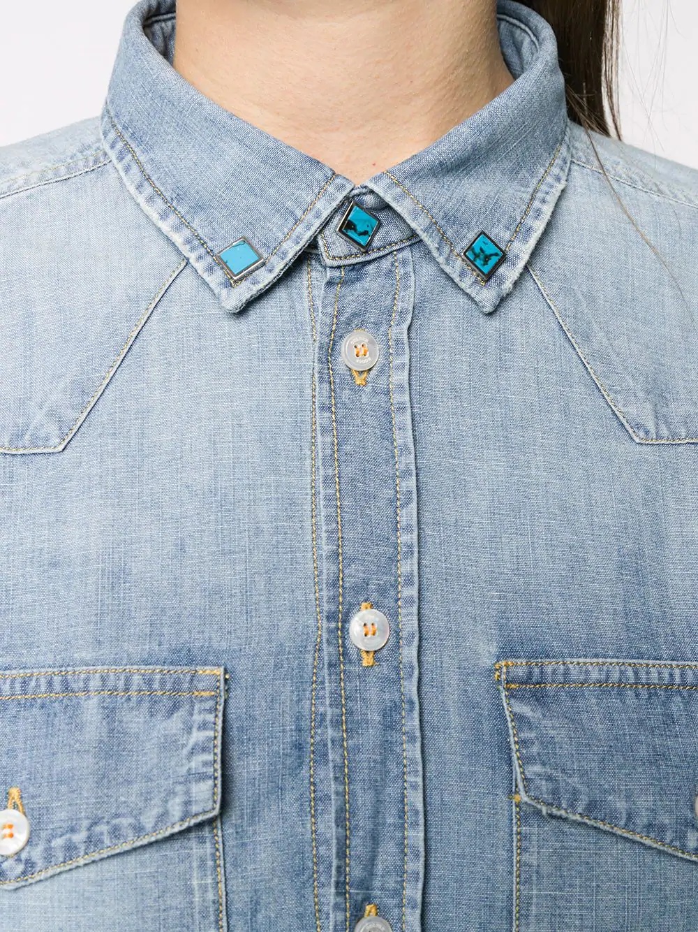 denim long sleeve shirt - 5