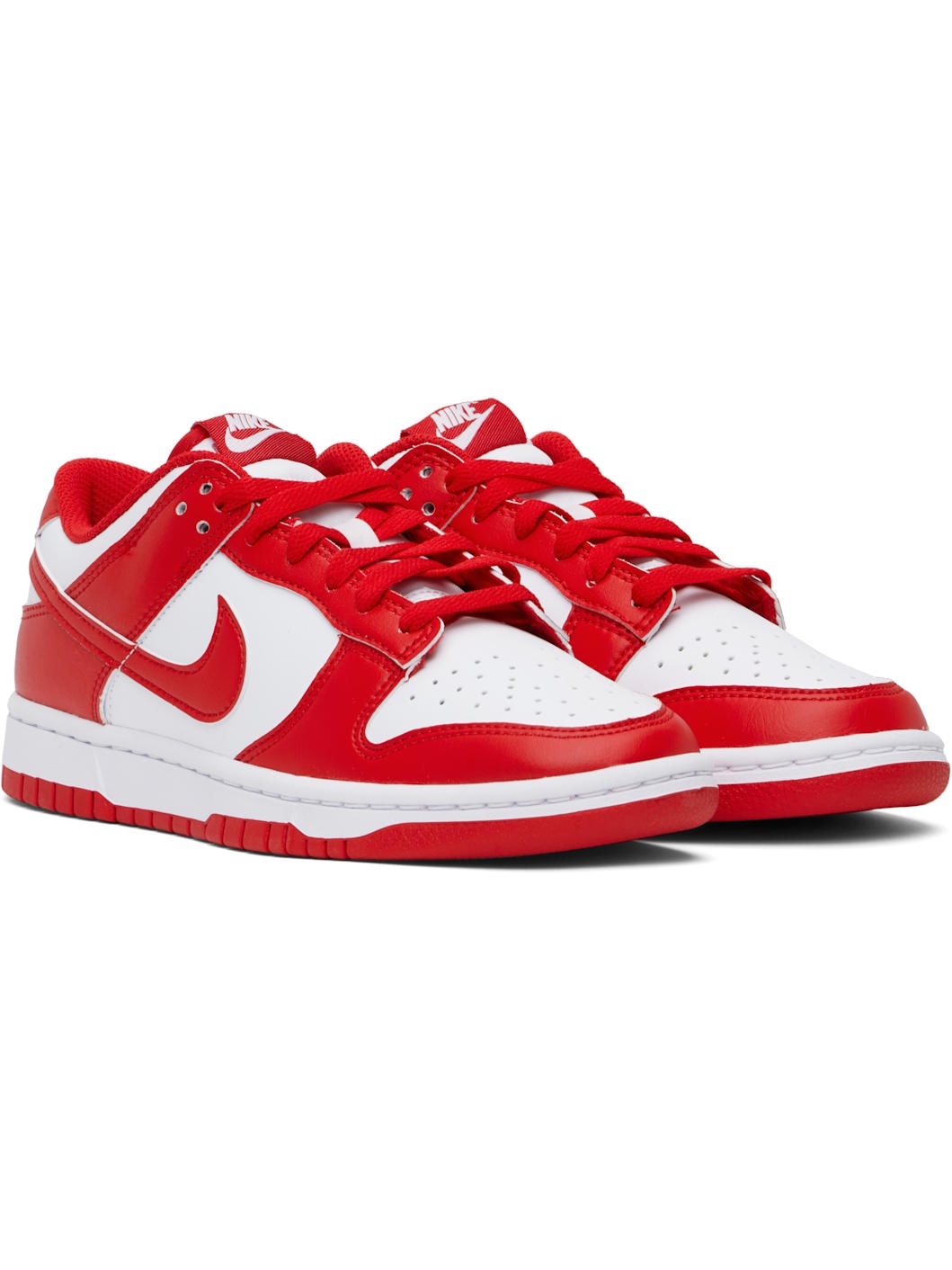 White & Red Dunk Low Retro Sneakers - 4