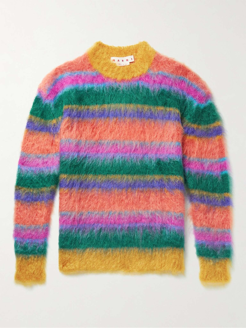 Striped Mohair-Blend Sweater 1