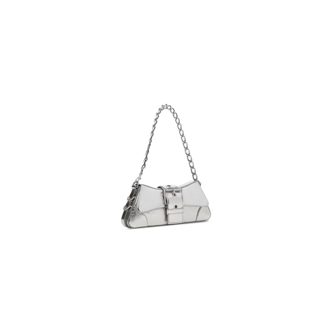 Balenciaga Small Lindsay Mirror Silver Leather Shoulder Bag New