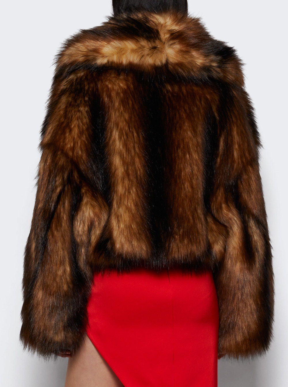 Faux Fur Oversized Jacket Brown - 4