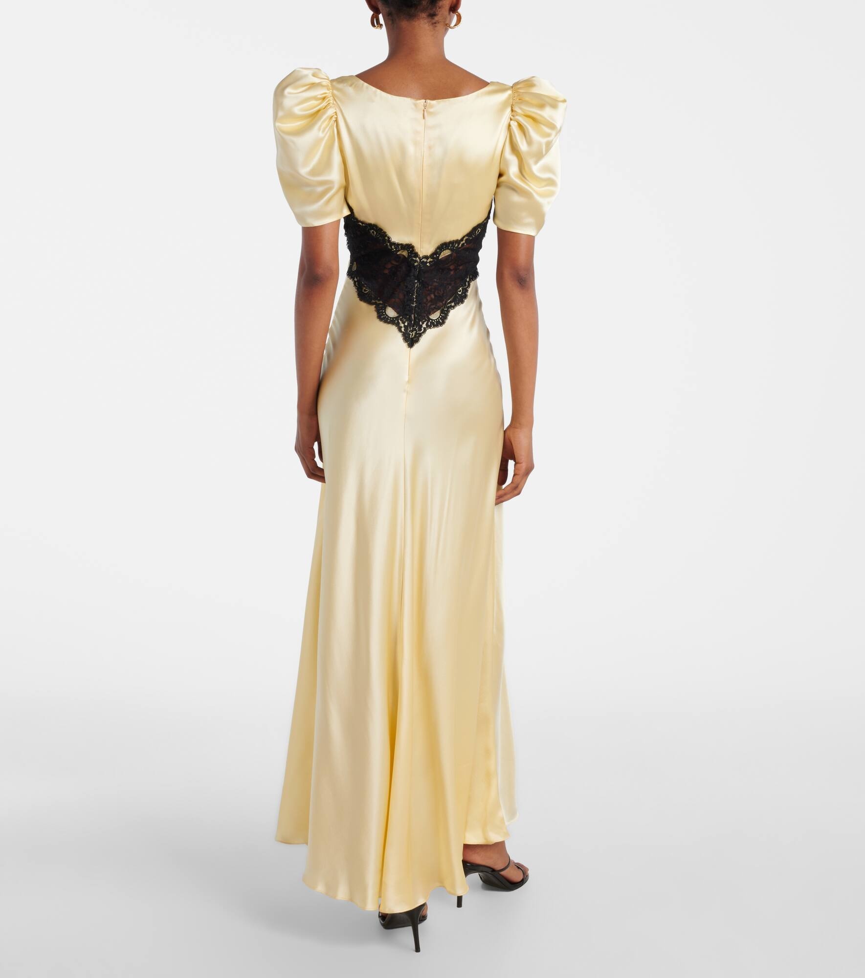 Lace-trimmed silk charmeuse gown - 3
