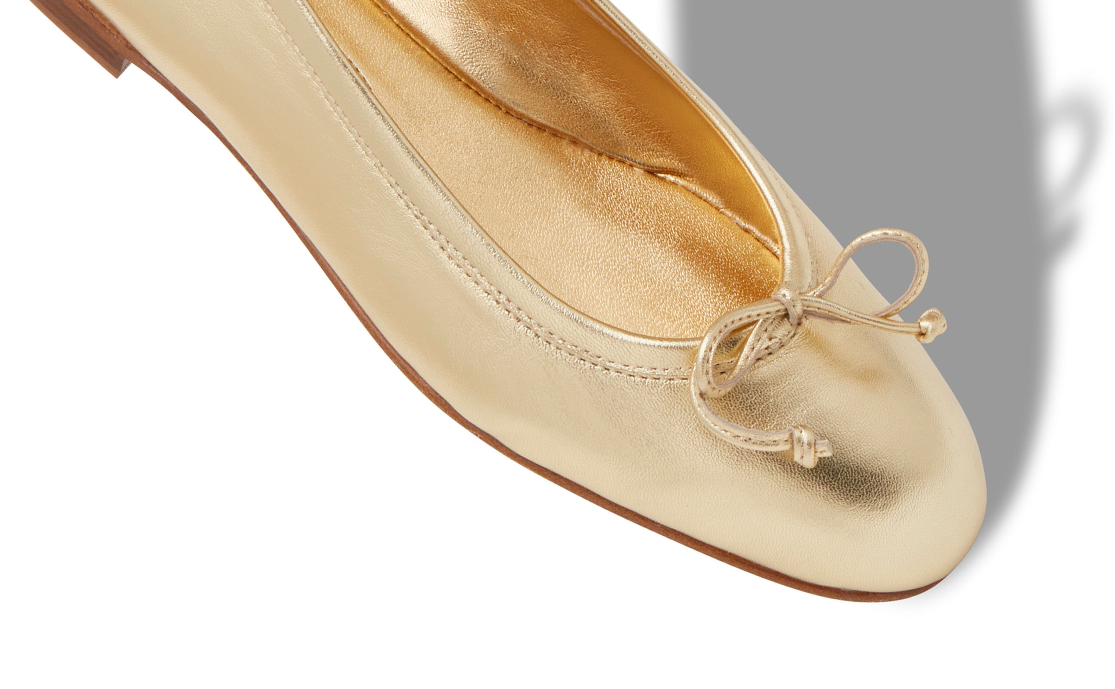 Gold Nappa Leather Ballerina Flats - 4