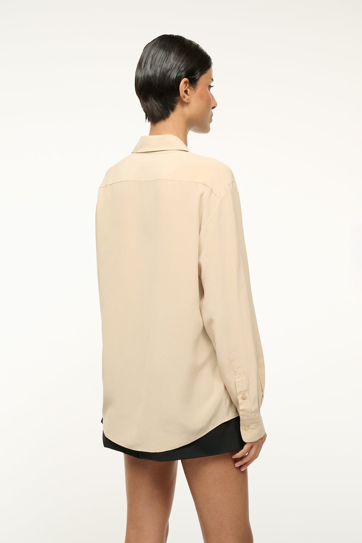 STAUD ROXBURY SILK SHIRT STONE - 6